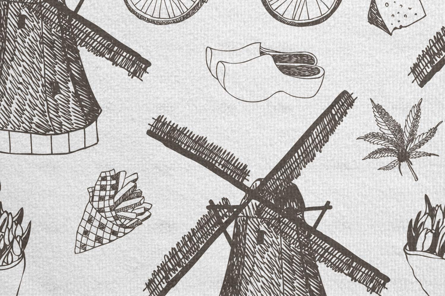**Ambesonne Non-Slip Dutch Yoga Mat Towel – Traditional Netherlands Windmill & Tulip Design, Sweat-Absorbent for Yoga, Pilates & Workouts – 25