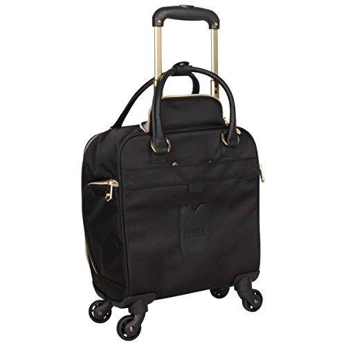 Aimee Kestenberg Women's Black Polyester Twill Double Pocket Quilted Python Print 4-Wheel Underseat Carry-On Luggage - Perfect for Air Travel, Business Trips & Weekend Getaways