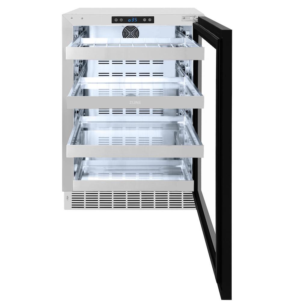 ZLINE Autograph Edition 24 Inch Built-In Beverage Refrigerator - Panel Ready Glass Door with Matte Black Handle - Perfect for Home Bar, Kitchen, or Office - Energy Efficient Mini Fridge for Drinks and Snacks (Model RBSPOZ 24 MB)