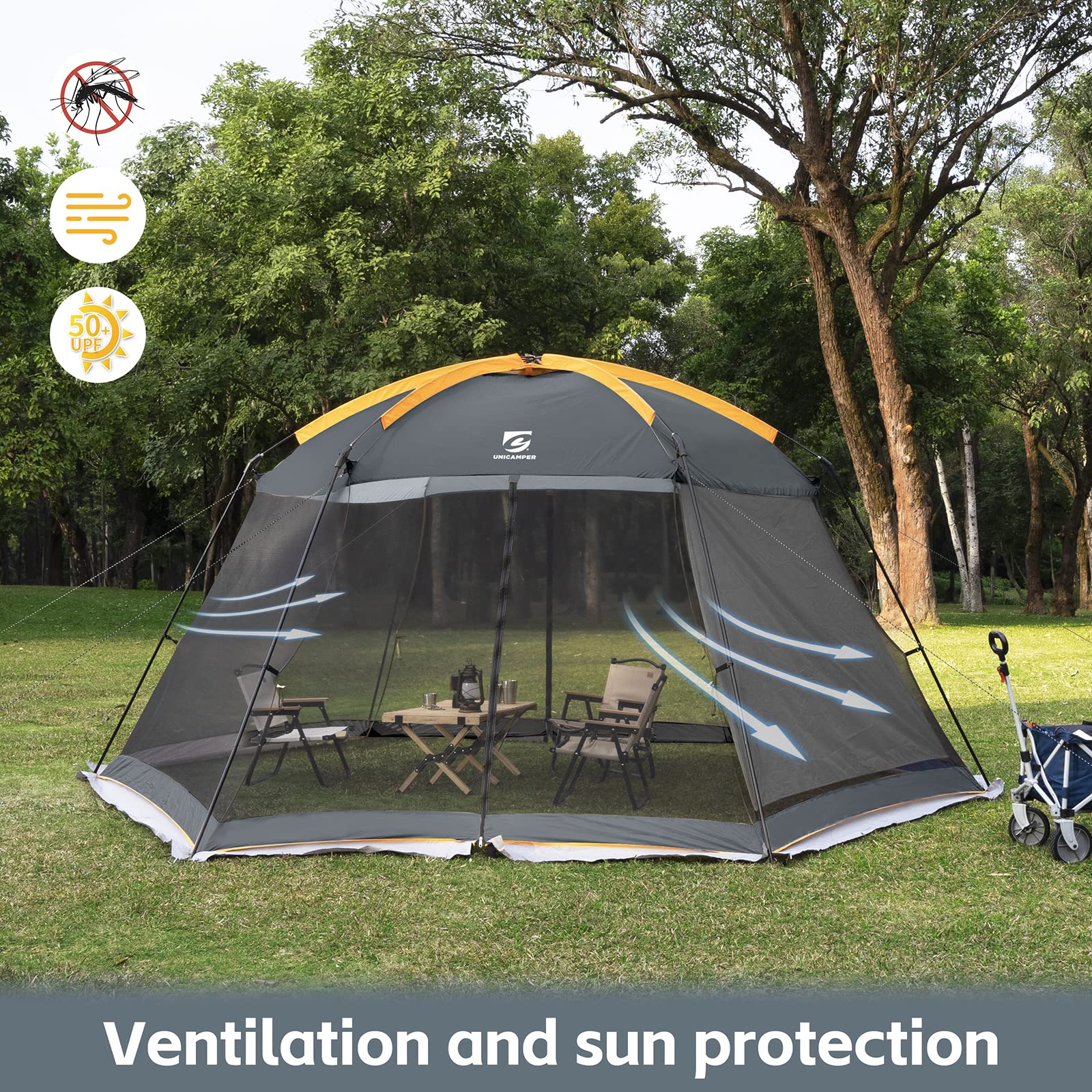 UPF 50+ Mosquito Net Tent with Waterproof Canopy & Sidewalls - Easy Setup Screen House for Patio, Backyard, Camping & Outdoor Activities (Khaki) - Perfect for Picnics, Beach Trips and Garden Relaxation