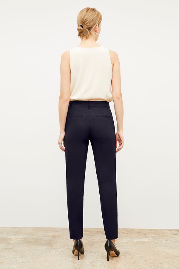 Premium Washable Wool Twill Mejia Pants - Dark Navy | Comfortable & Durable Office Wear & Travel Essentials