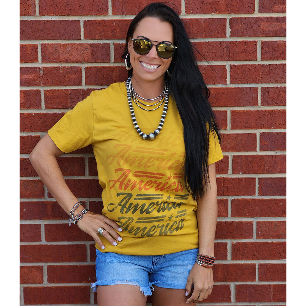 American Mustard Yellow T-Shirt for Men & Women | Soft Cotton Casual Tee | Perfect for Streetwear, Outfits & Everyday Wear