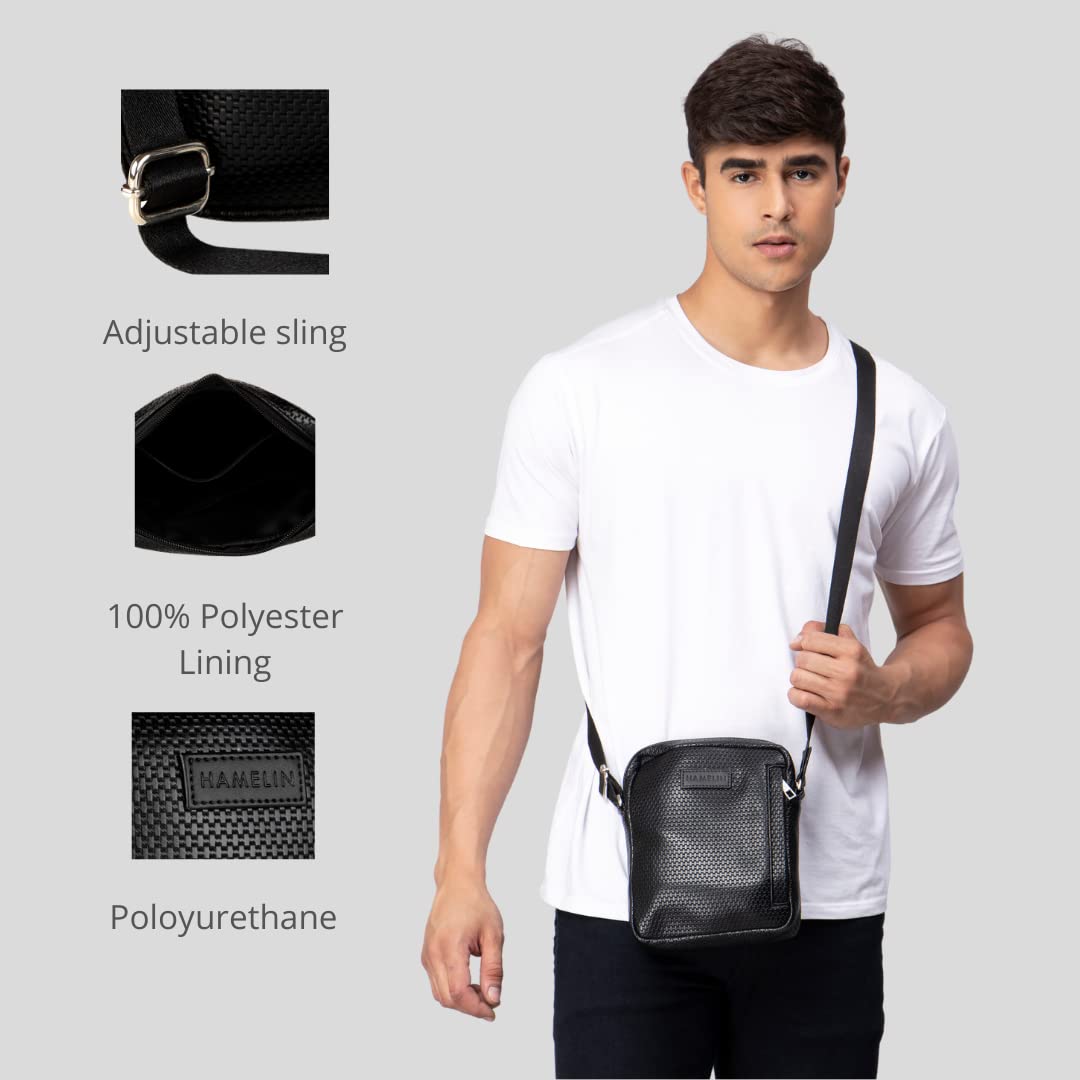 Hamelin Vegan Leather Messenger Bag for Men & Women - Adjustable Crossbody Sling Bag with Stylish Design | Perfect for Travel, Work & Daily Use | Durable Small Shoulder Bag for Commuting, Shopping & Outdoor Activities