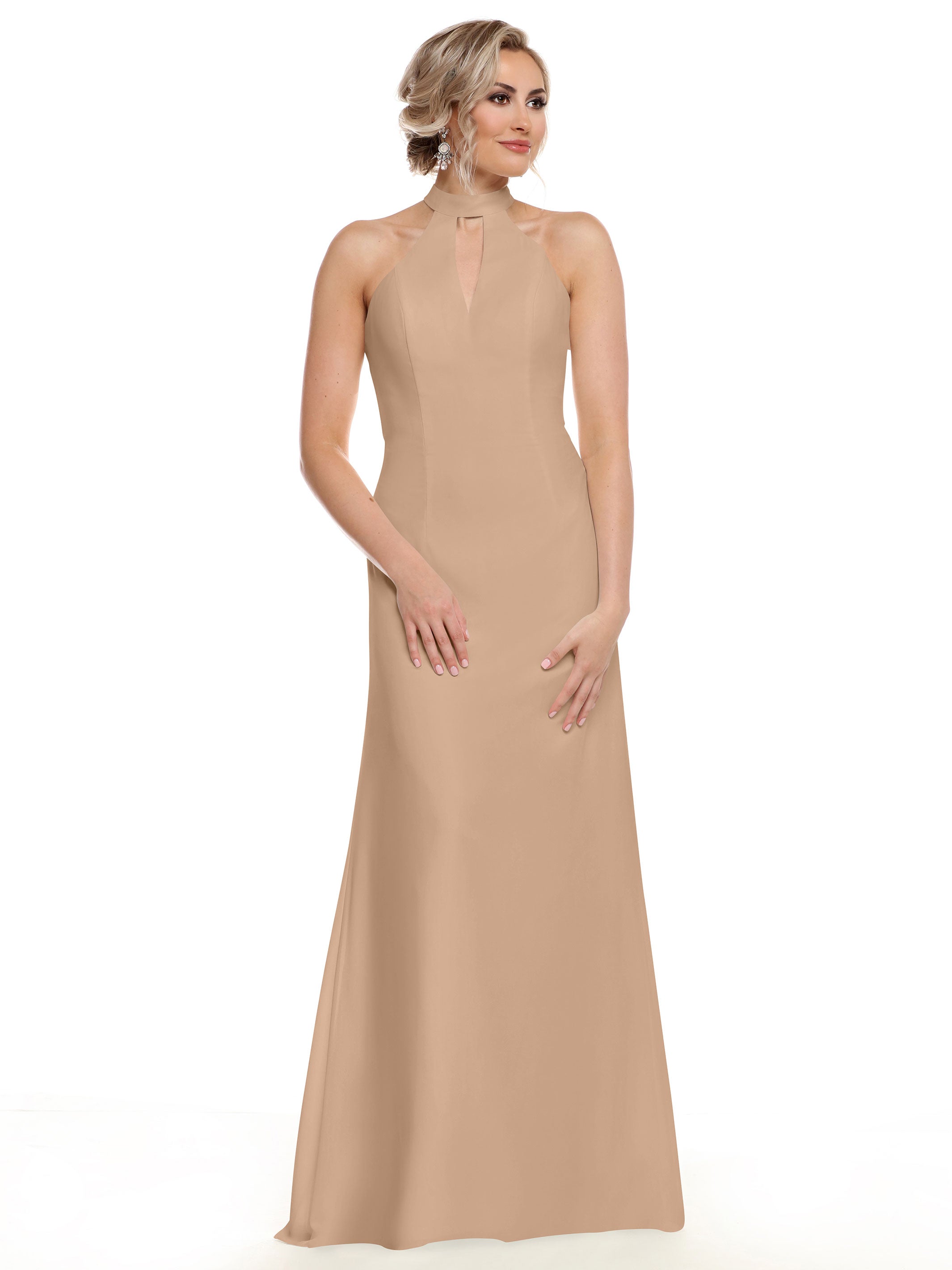 Elegant 80138 Chiffon A-Line Bridesmaid Dress with Keyhole Halter Neckline - Perfect for Weddings, Formal Events & Special Occasions