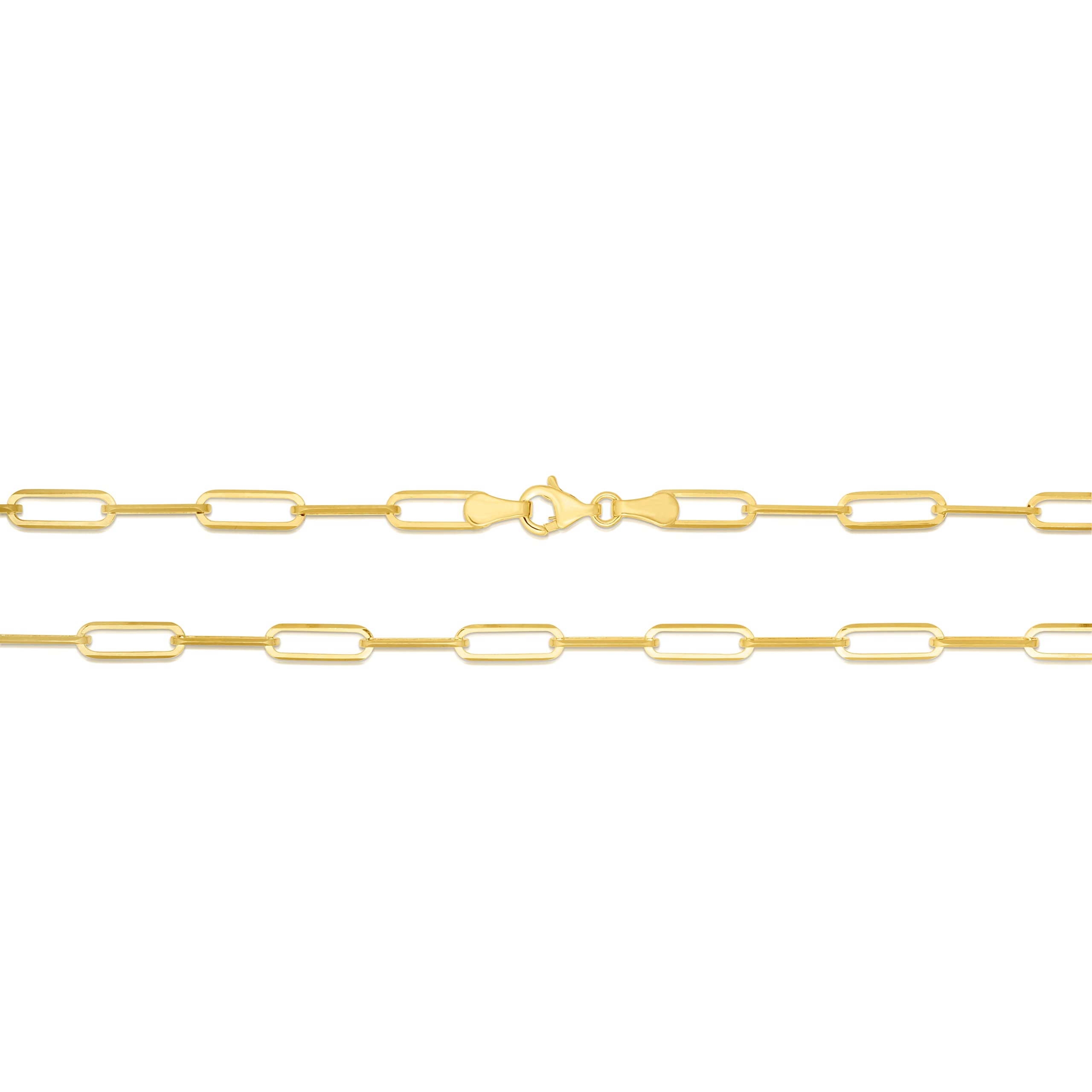 10K Yellow Gold Paperclip Solid Link Bracelet or Anklet for Women - Dainty Minimalist Jewelry for Everyday Wear, Gift for Her, Wedding, Anniversary & Special Occasions