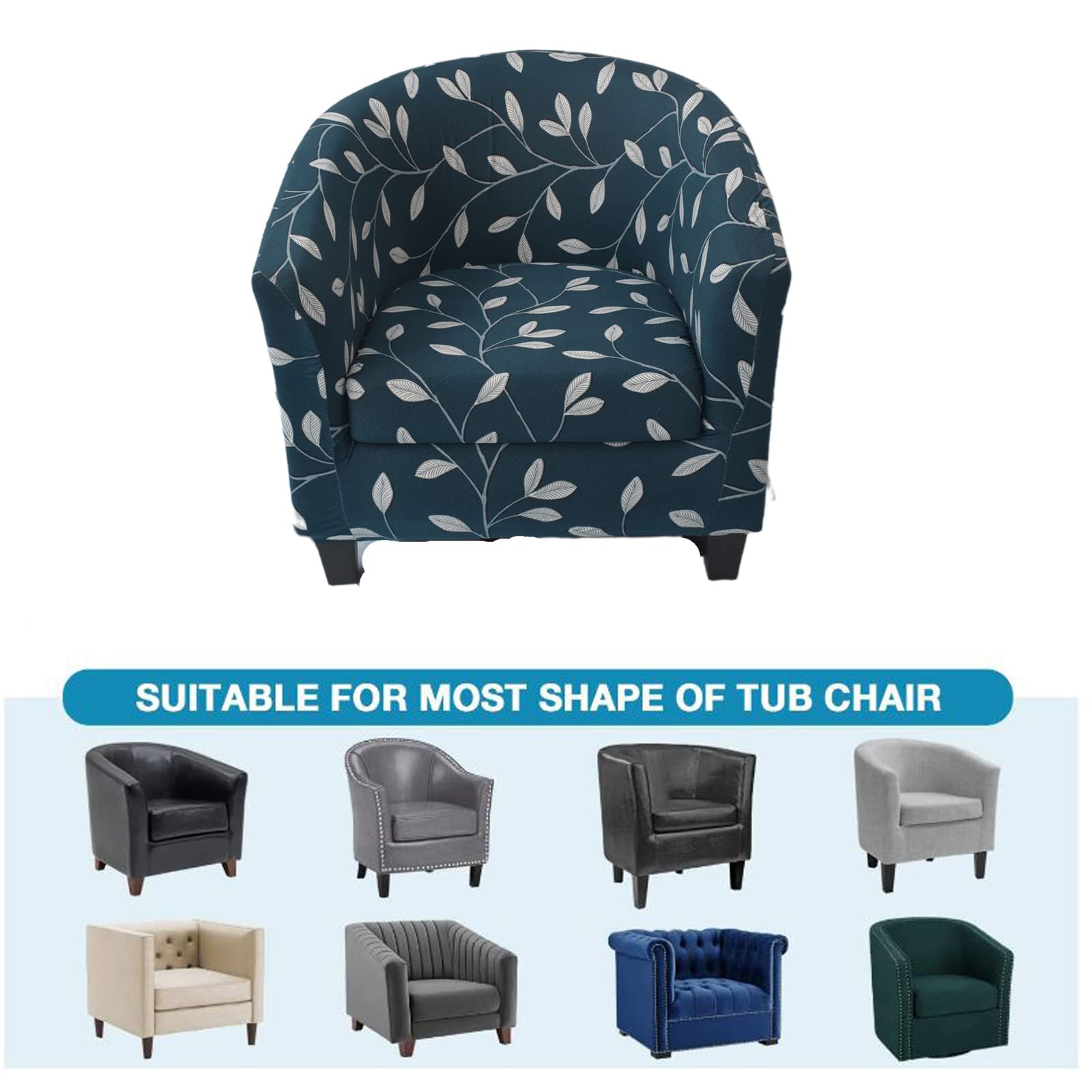 2-Piece Stretch Club Chair Slipcover - Printed Round Barrel Swivel Armchair Covers, Sofa Protector for Living Room, Bedroom & Office Furniture (07) - Perfect for Home Decor, Pet Protection & Spill Resistance