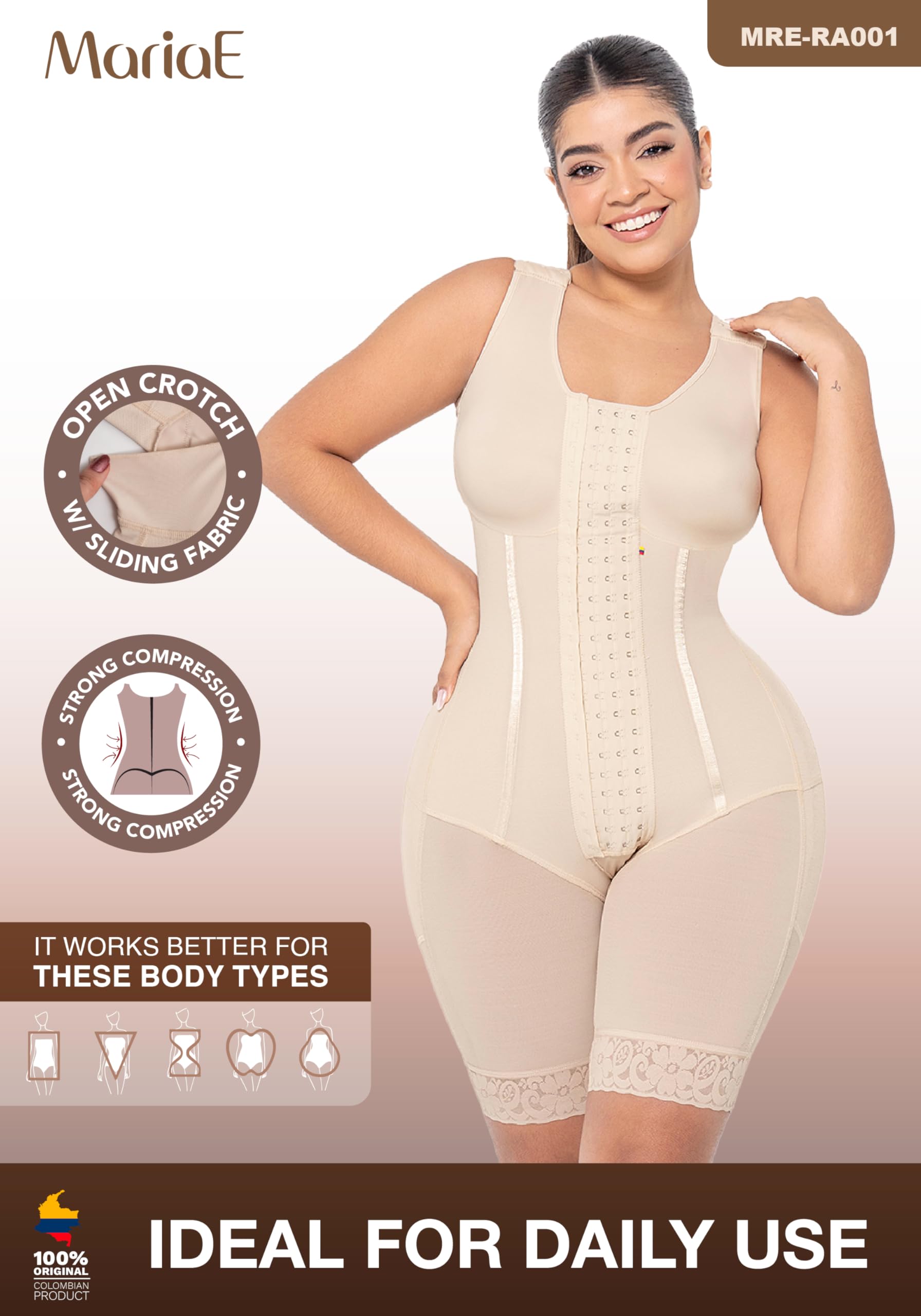 MARIAE STAGE 2 Post-Surgery Compression Garment - Tummy Tuck & Postpartum Girdle - Colombian Shapewear for Women - Recovery After C-Section or Abdominal Surgery