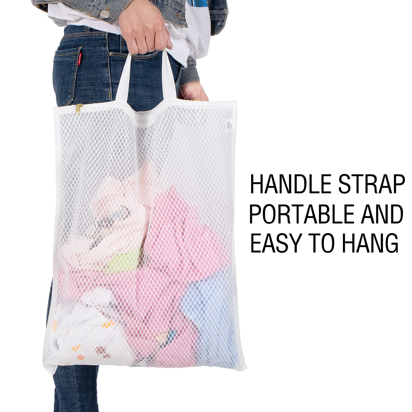 TENRAI Mesh Laundry Bags Set of 3 - YKK Zipper Delicates Wash Bags for Underwear, Bras & Socks - Breathable Fine Mesh Tote for Travel, Gym & Bathroom Organization