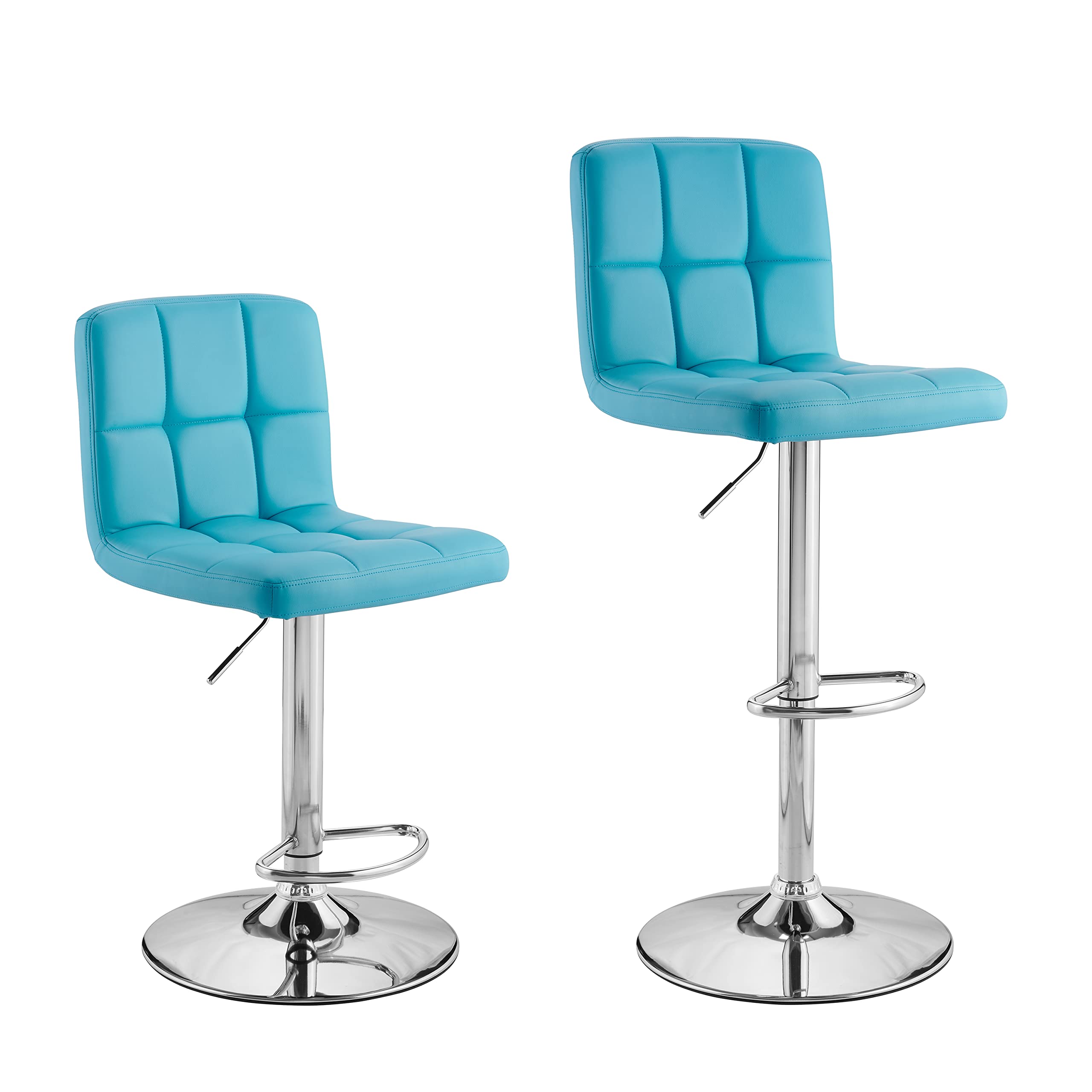 Powell Clayton Adjustable Bar Stool - Teal Faux Leather & Chrome Metal Finish - Modern Kitchen Island, Breakfast Nook & Home Bar Seating
