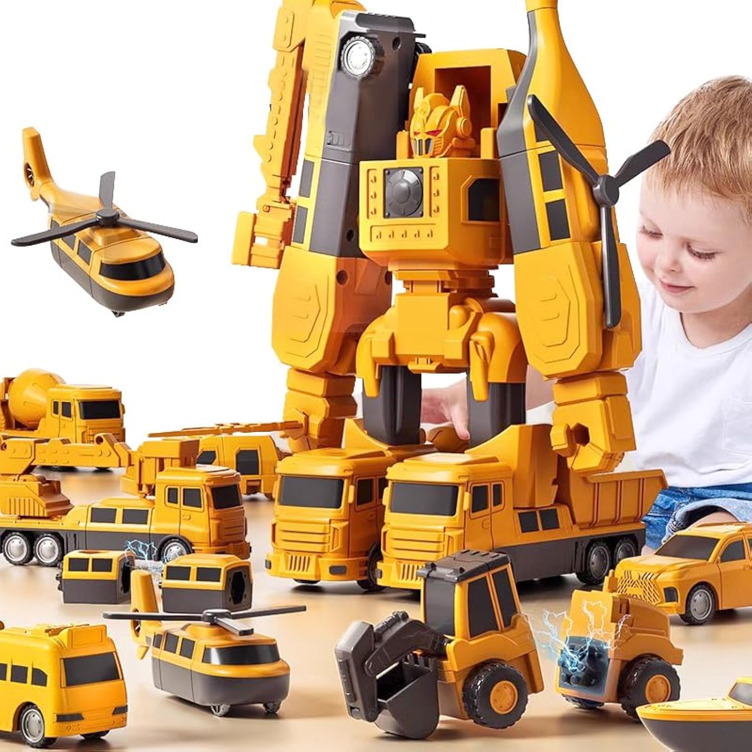 6 in 1 Magnetic Transforming Robot Toys Set for Boys - Construction Trucks to Robot Vehicles with Storage Box | STEM Educational Building Toy for Kids Ages 5-12 | Perfect for Birthday Gifts & Creative Playtime