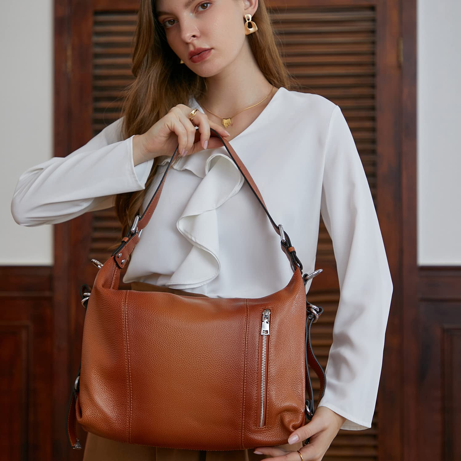 HESHE Genuine Leather Handbags for Women - Tote, Shoulder Bag, Satchel, Top Handle & Crossbody Purse - Soft Leather Designer Bags for Work, Travel & Everyday Use