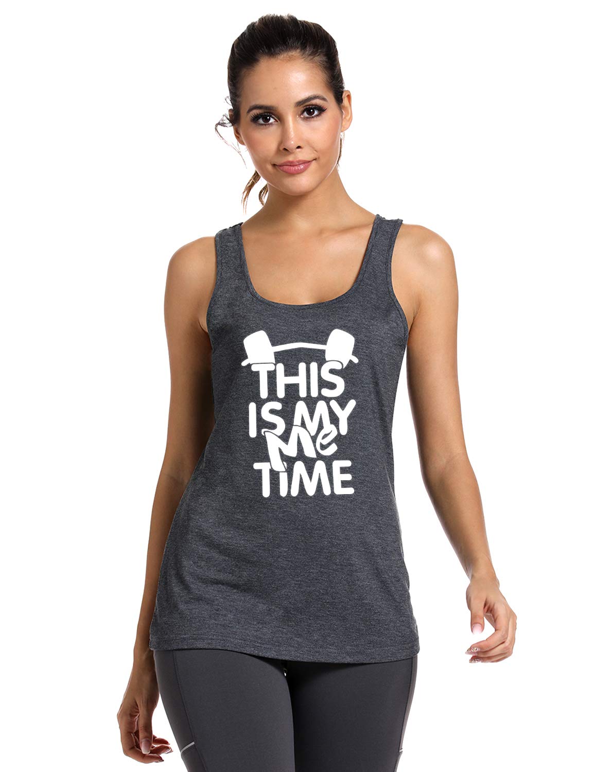 FANNOO Women's Workout Tank Tops - Funny Gym Motivational Graphic Racerback Sleeveless Shirts for Fitness & Weightlifting - Perfect for Yoga, Running and Gym Training