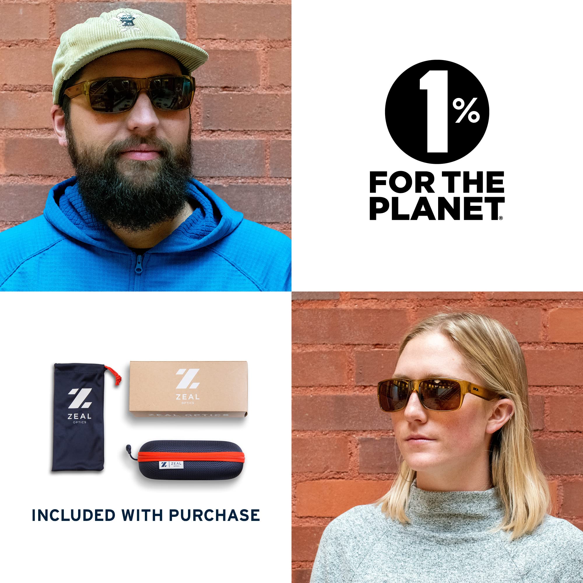 Zeal Optics Fowler Polarized Sunglasses for Men & Women - Eco-Friendly Plant-Based Frame - UV Protection for Outdoor Activities, Driving, Hiking & Beach