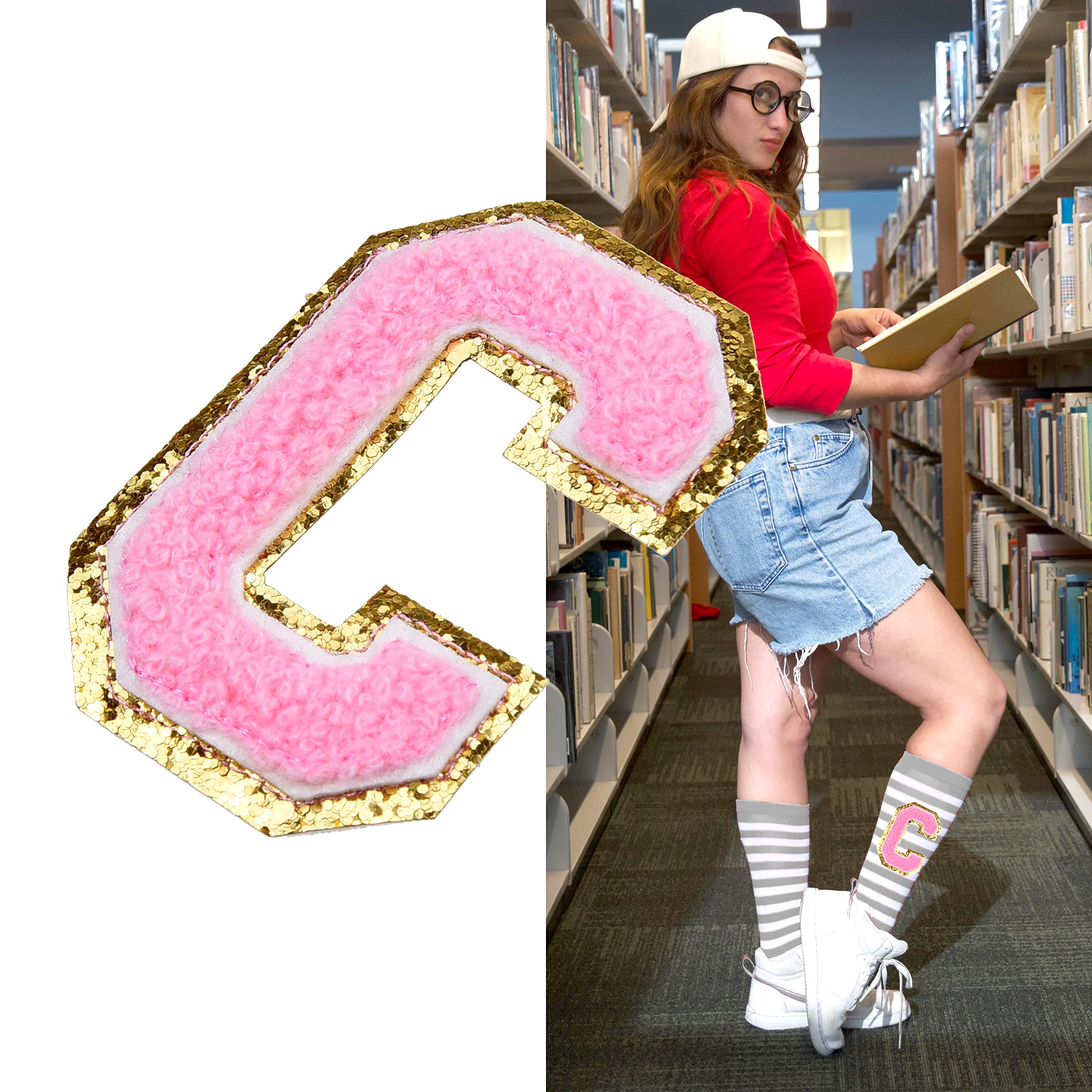 Kare & Kind Iron On Letter Patches - C Alphabet Chenille Embroidered Sew On/Iron On Patches for Clothing, Shirts, Uniforms, Dresses, Jackets, Bags, Hats - DIY Crafting, Arts & Sewing Supplies for Customizing Handmade Items & Personalizing Gifts