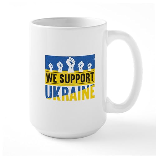 White - We Support Ukraine Mugs