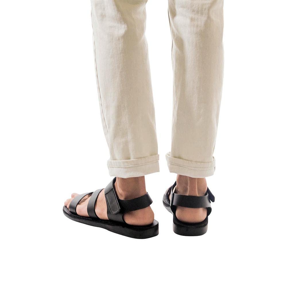 **Men's Leather Velcro Strap Sandals - Comfortable Adjustable Slip-On Casual Shoes for Walking, Beach & Outdoor Activities**