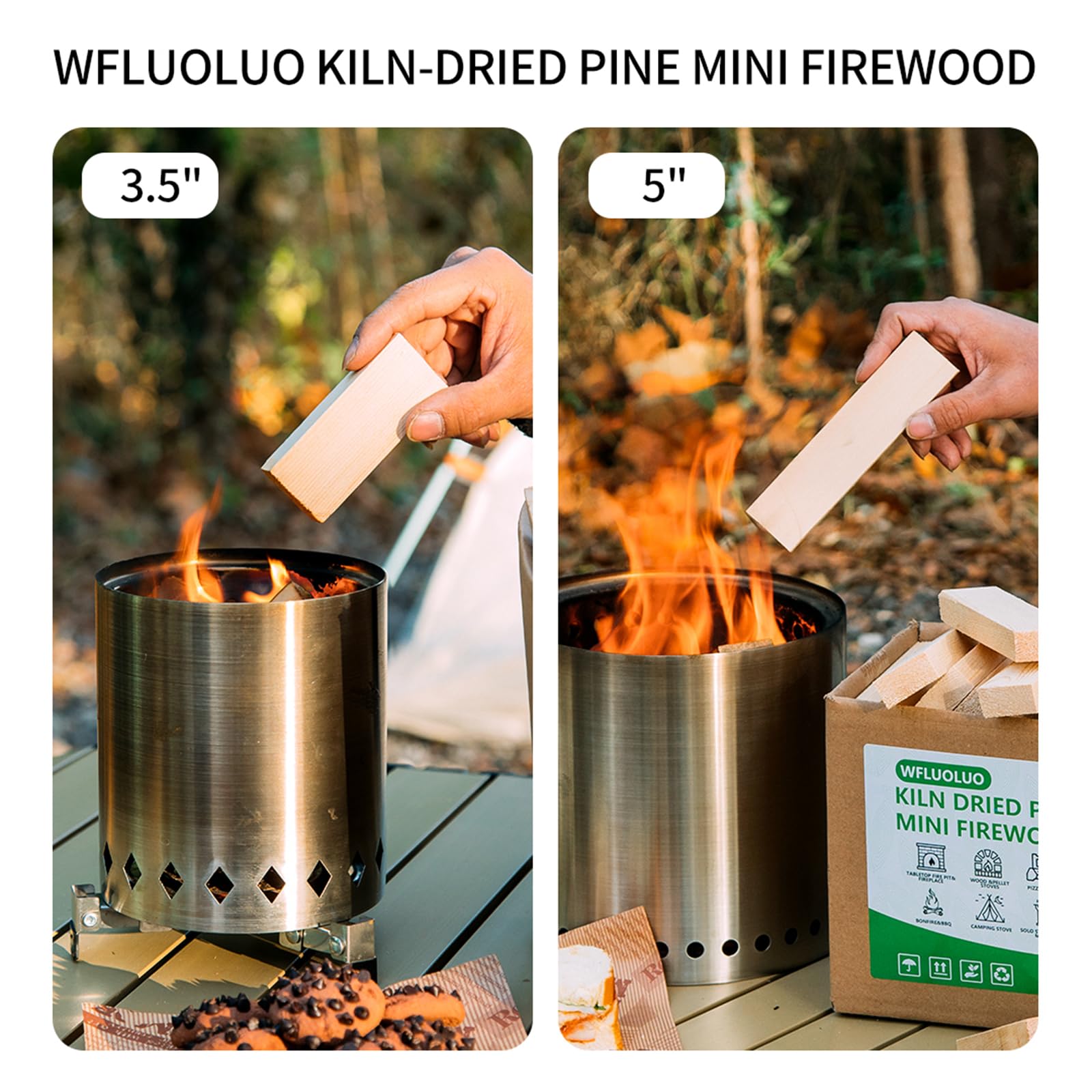 5'' Mini Kiln-Dried Pine Firewood for Solo Stove - Perfect for Mesa, Mesa XL, Tabletop Fire Pits, Wood Stoves & Pizza Ovens | Camping, Backyard Bonfires & Outdoor Cooking Accessories