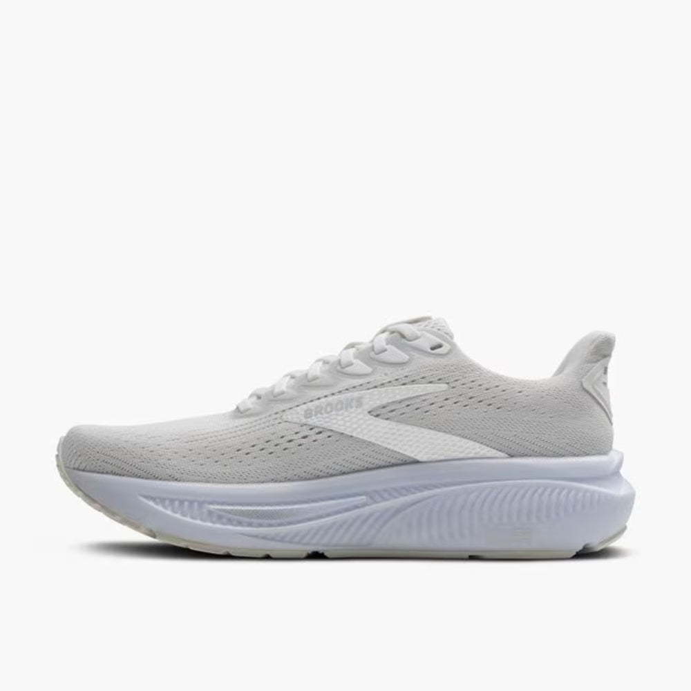 Brooks Women's Ghost 17 Running Shoes - White/White/Grey - Lightweight Cushioned Sneakers for Road Running, Jogging & Gym Workouts