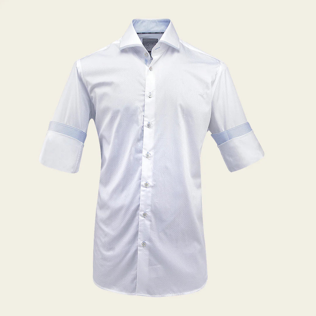 Cuadra Signature Men's White Fashion Soft Cotton Abstract Print Shirt - Casual Wear, Office & Party Outfit