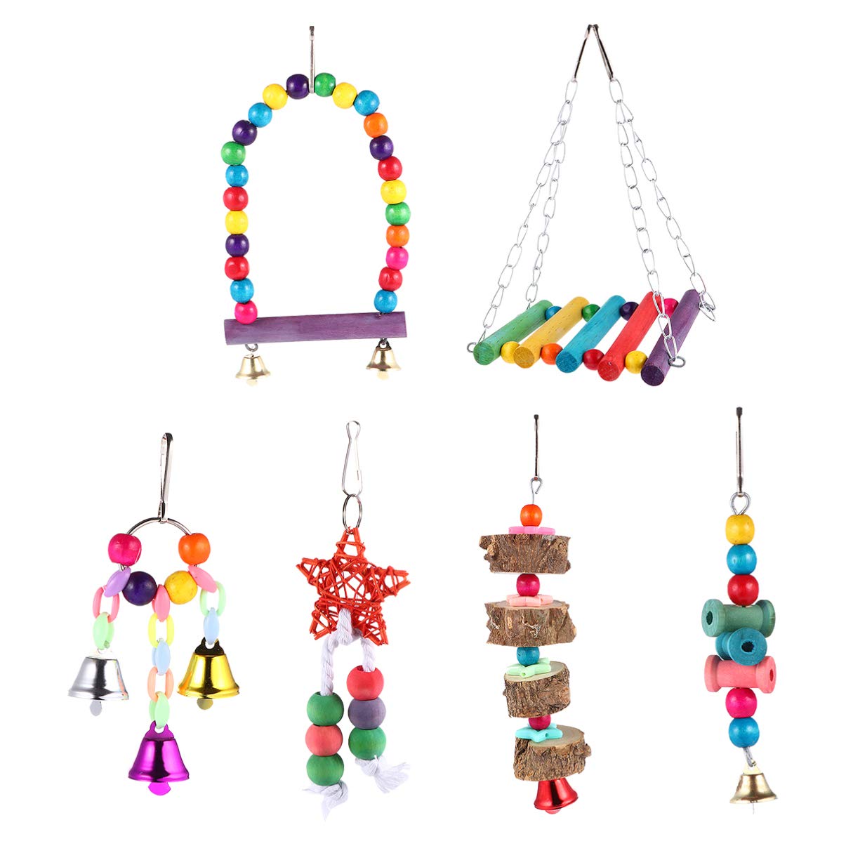 Balacoo 3-Piece Bird Swing Toy Set - Colorful Hanging Parrot Toys for Small & Medium Birds | Cage Accessories for Parakeets, Cockatiels & Lovebirds | Perfect for Playtime & Exercise