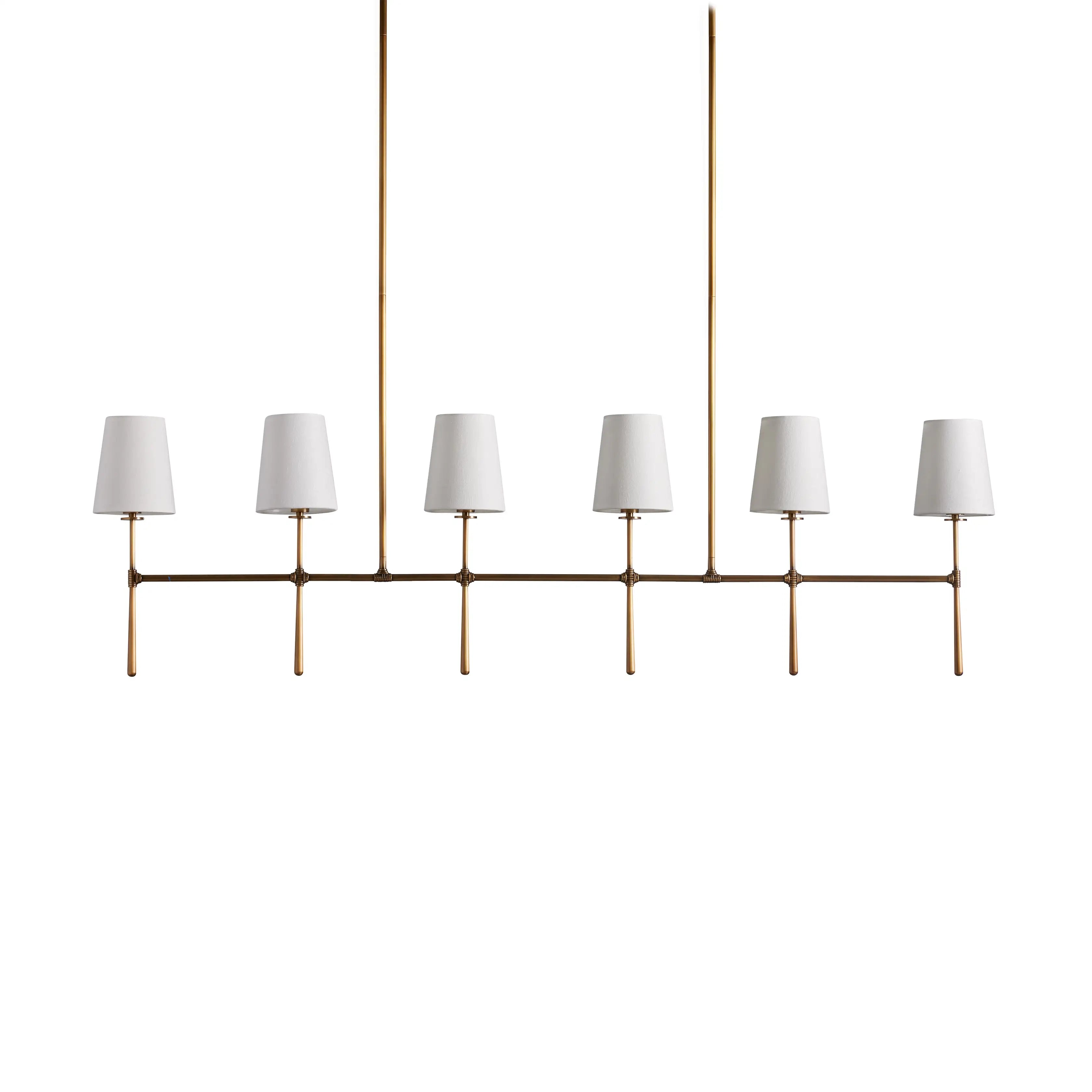 Modern Rhodes Linear Chandelier - Sleek 6-Light LED Pendant Lighting Fixture for Dining Room, Kitchen Island & Contemporary Home Decor | Dimmable, Gold Finish, Easy Installation