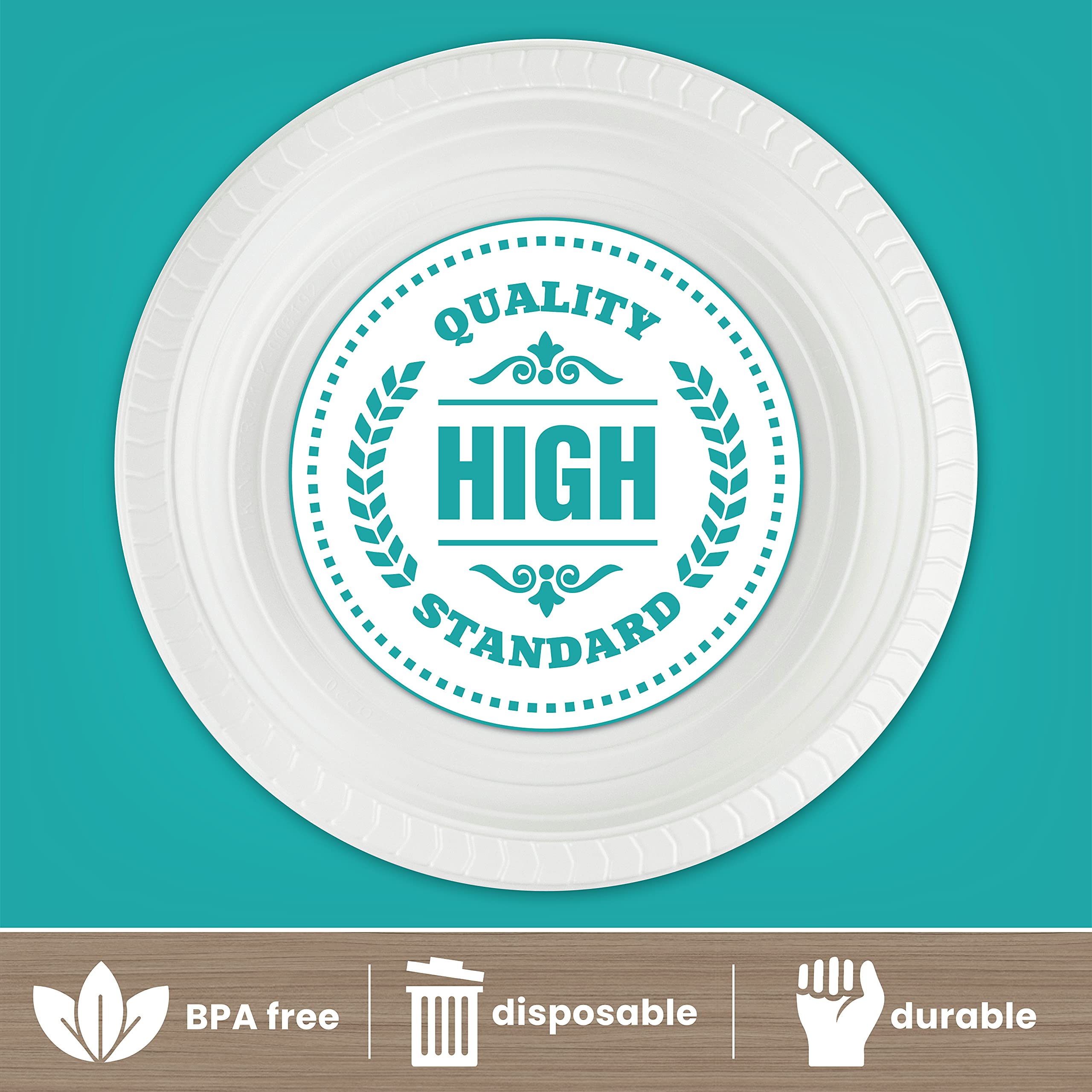 PLASTICPRO 6 Inch Round Plastic Plates - 200 Pack, Microwave Safe & Disposable Dinner Plates, White - Perfect for Parties, Picnics, BBQs & Family Gatherings