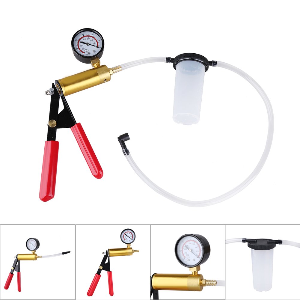 Qiilu 13-Piece Car Handheld Vacuum Pump & Brake Bleeder Kit - Professional Brake Fluid Tester & Pressure Gauge for Automotive Maintenance | Ideal for DIY Mechanics, Home Garage Use & Professional Auto Repair Shops