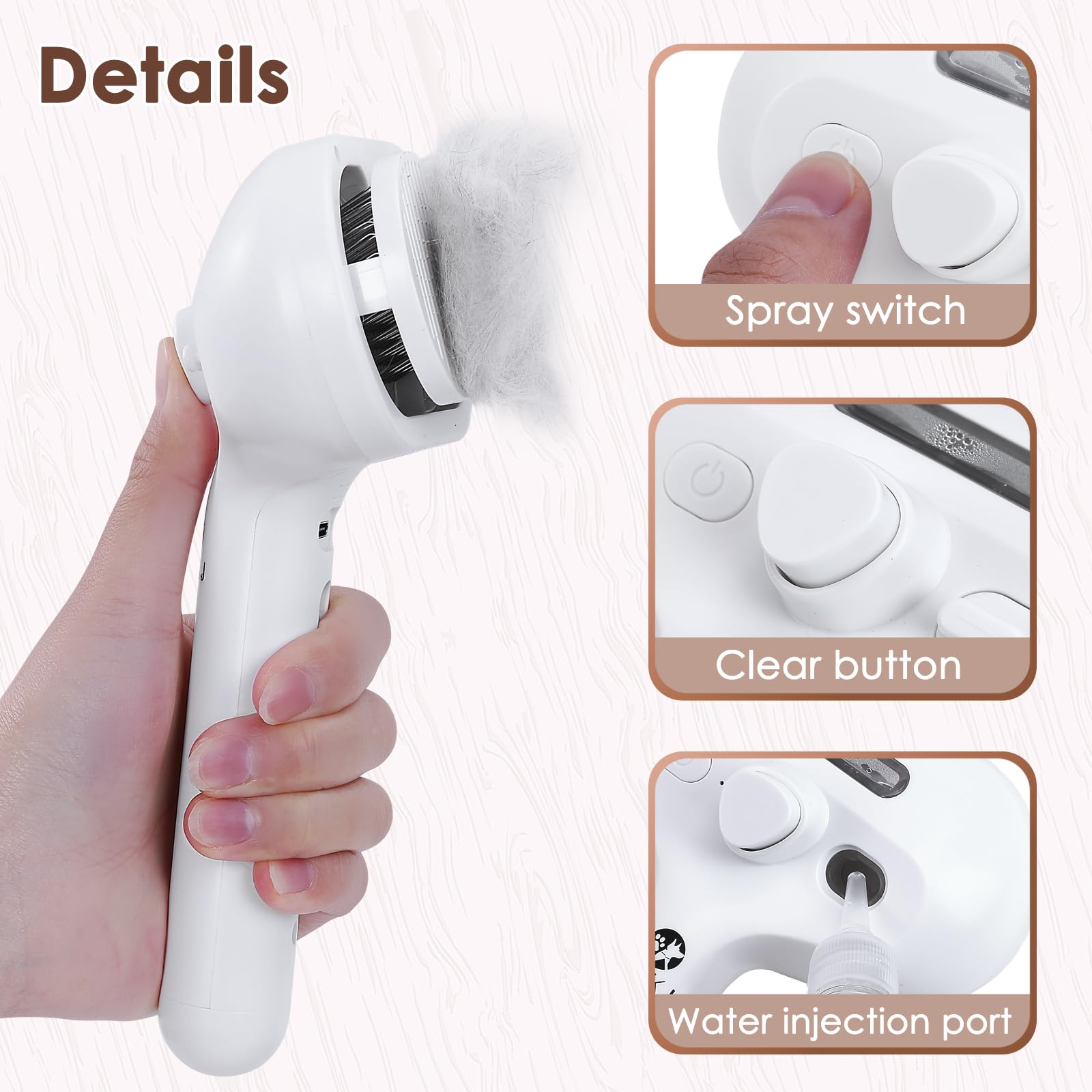 Rechargeable Pet Steam Brush for Cats & Dogs - Grooming Brush with Steam to Remove Static & Flying Hair | Easy to Clean & Use | Perfect for Home Pet Grooming & Shedding Control