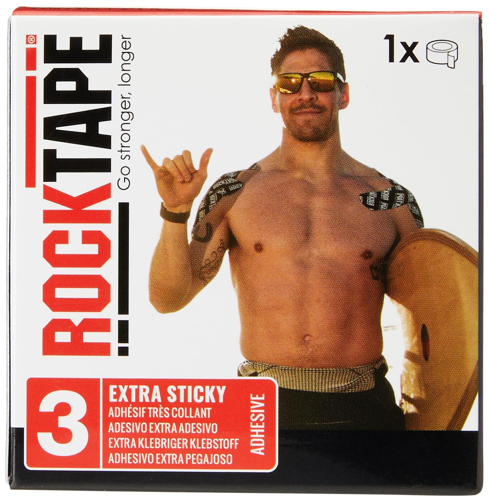 RockTape 2-Inch Extra Sticky Kinesiology Tape for Sports & Recovery - Waterproof Athletic Tape for Pain Relief, Muscle Support & Injury Prevention - Ideal for Athletes, Runners & Physical Therapy