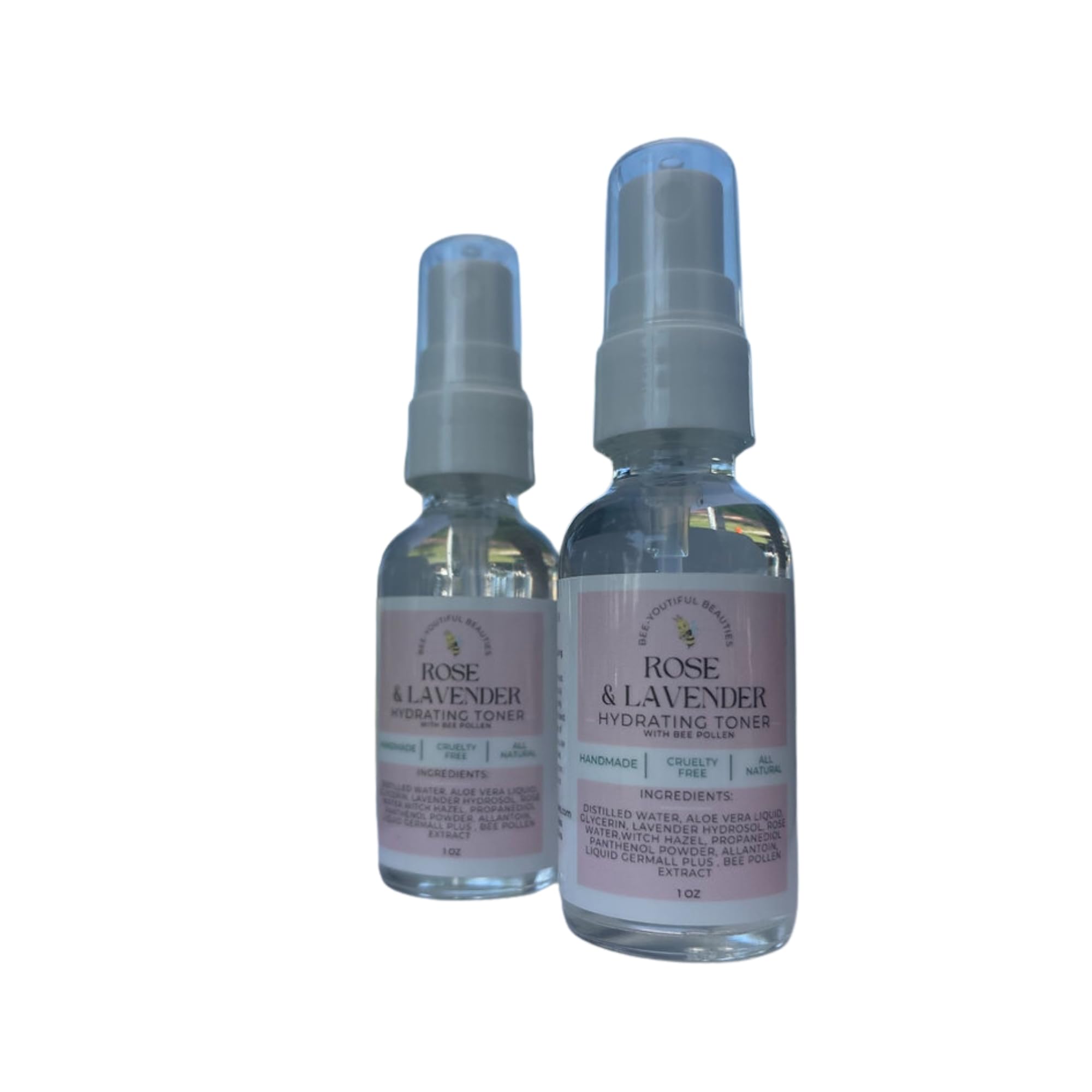 Rose & Lavender Facial Toner with Bee Pollen & Aloe Vera | 1 Oz Hydrating Mist for Glowing Skin | Soothing Toner for Dry & Sensitive Skin | Perfect for Daily Skincare Routine & Post-Workout Refresh