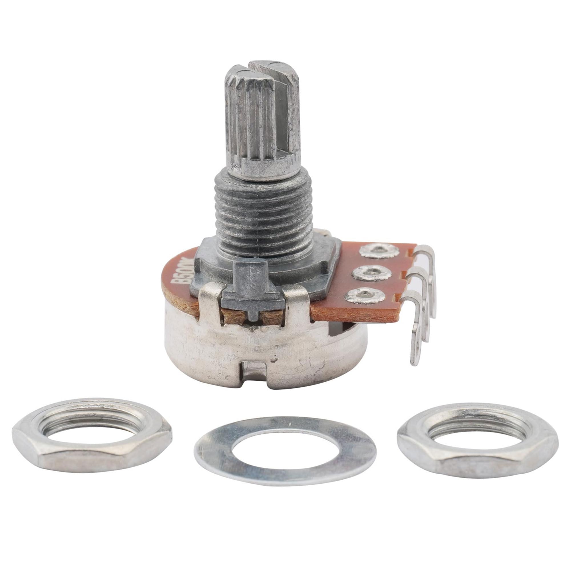 Musiclily 15mm 500K Short Split Shaft Linear Taper Potentiometer - Mini Guitar Volume/Tone Control Pots (Pack of 2) - Perfect for Electric Guitar, Bass & DIY Audio Projects