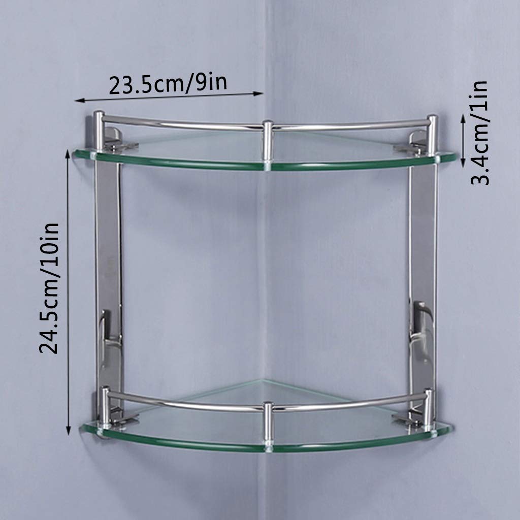 Glass Triangle Bathroom Shelf - Wall-Mounted Corner Storage for Shower & Kitchen