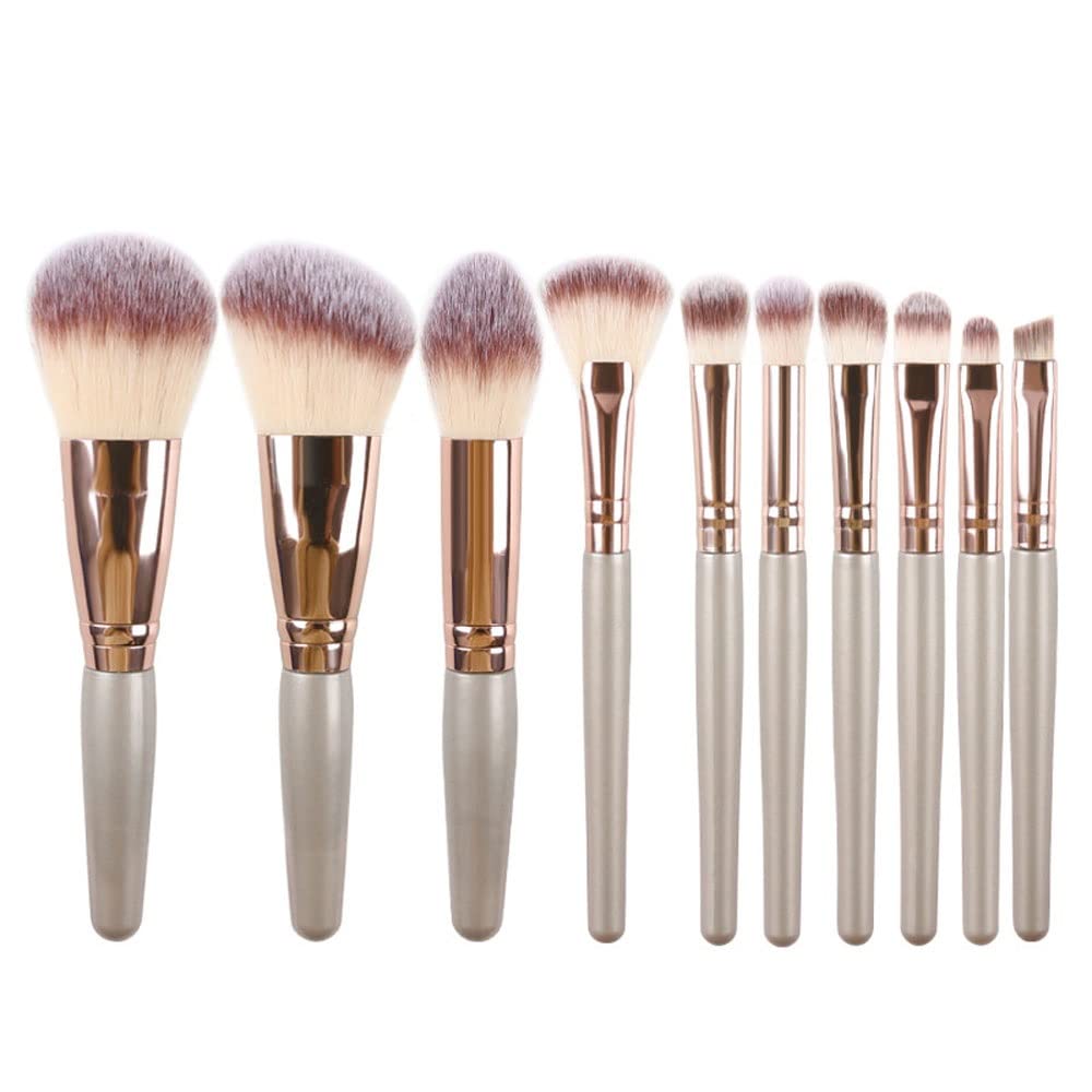 10Pcs Mini Makeup Brush Set - Professional Powder, Eyeshadow, Foundation & Blush Brushes for Flawless Makeup Application | Perfect for Travel, Everyday Use & Makeup Beginners