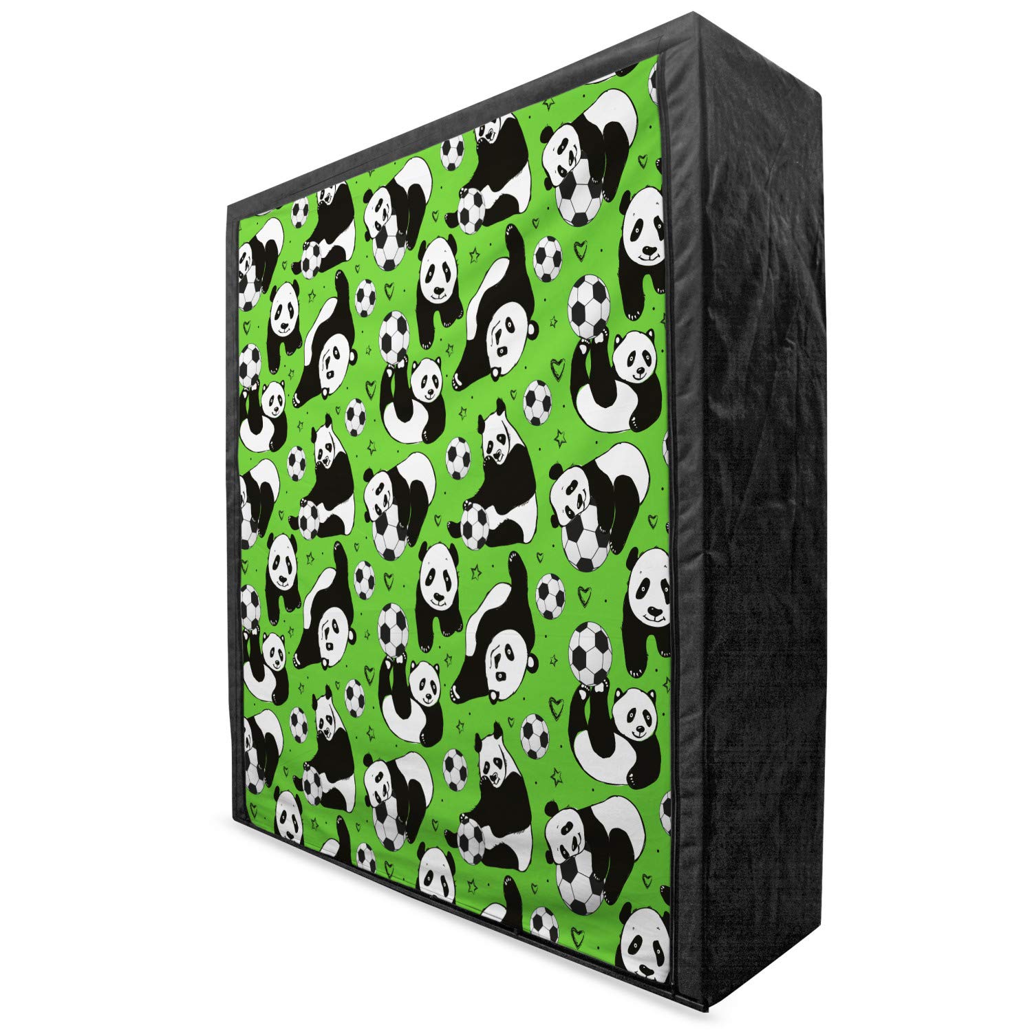 Ambesonne Portable Fabric Wardrobe for Soccer Fans - Funny Panda Animals Playing Soccer with Hand-Drawn Hearts & Stars - 59