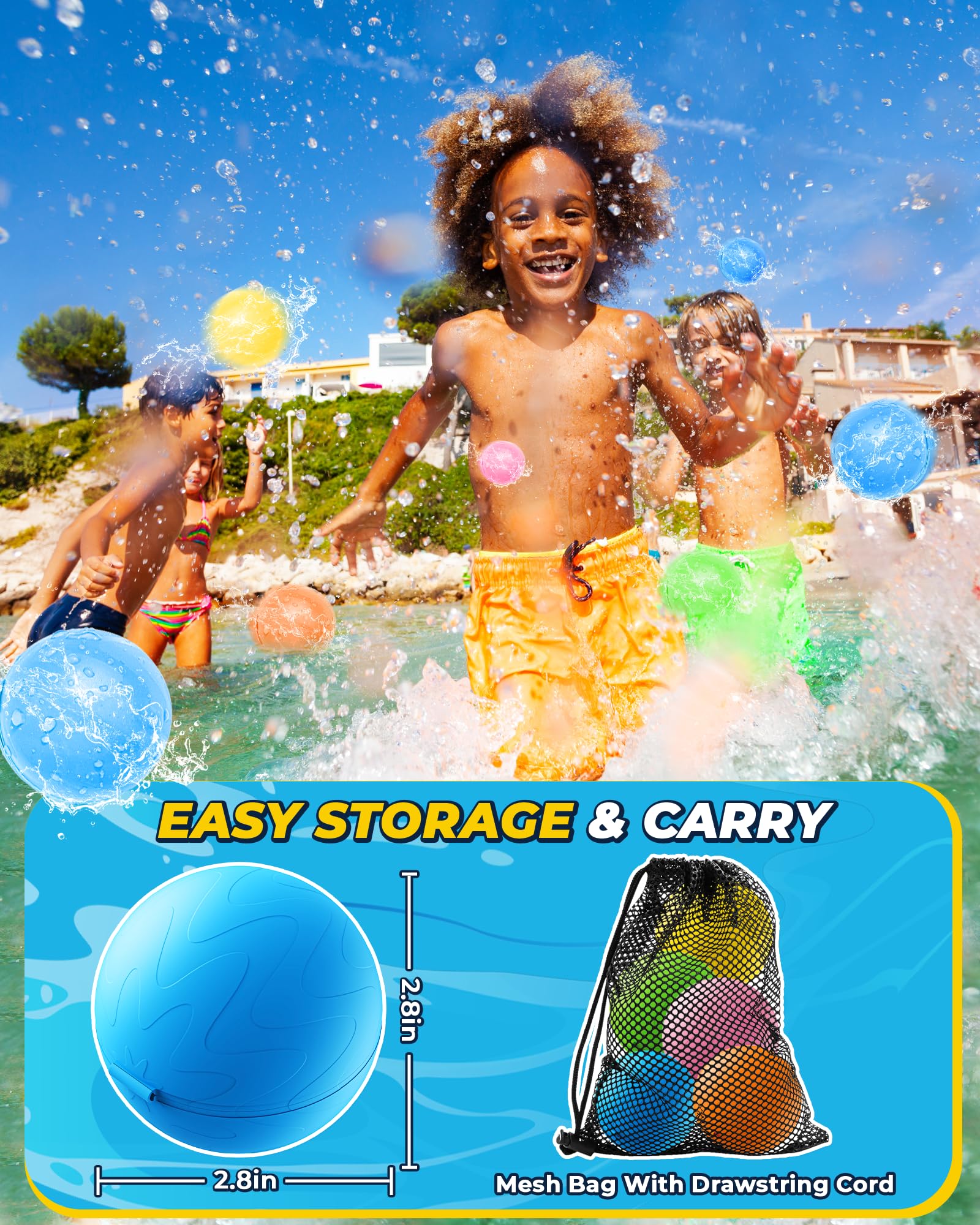 **SOPPYCID Reusable Magnetic Water Balloons 15 Pcs - Self-Sealing Quick Fill Water Bombs for Kids, Outdoor Water Toys for Boys & Girls Ages 3+ - Perfect for Summer Water Fights, Beach Parties, and Backyard Fun**