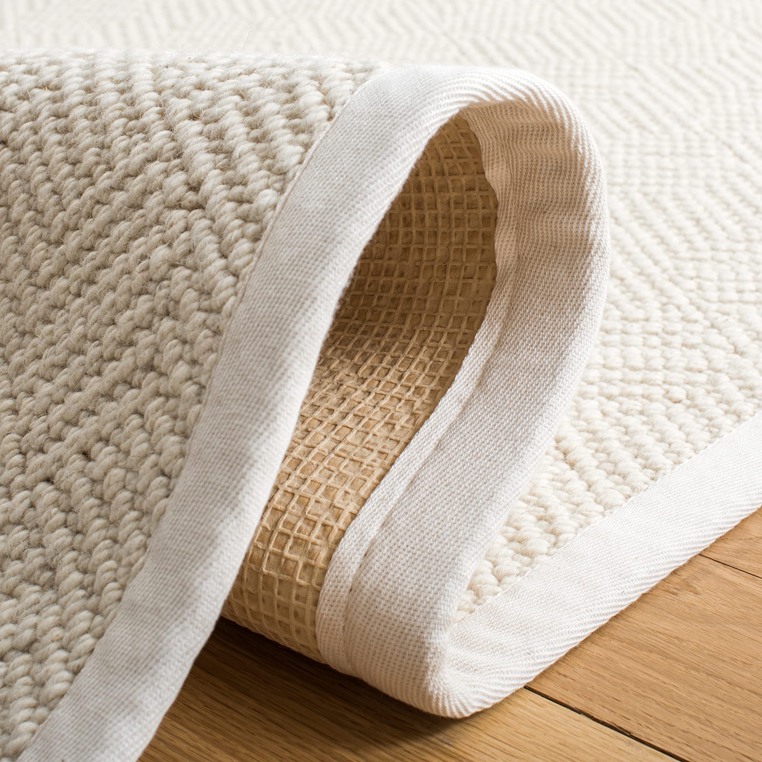 SAFAVIEH Handmade Wool & Jute Natural Fiber Accent Rug - 3' x 5' Ivory Area Rug for High Traffic Areas, Durable Floor Mat for Entryway, Living Room, Bedroom (NF487A) - Perfect for Boho, Farmhouse & Coastal Home Decor