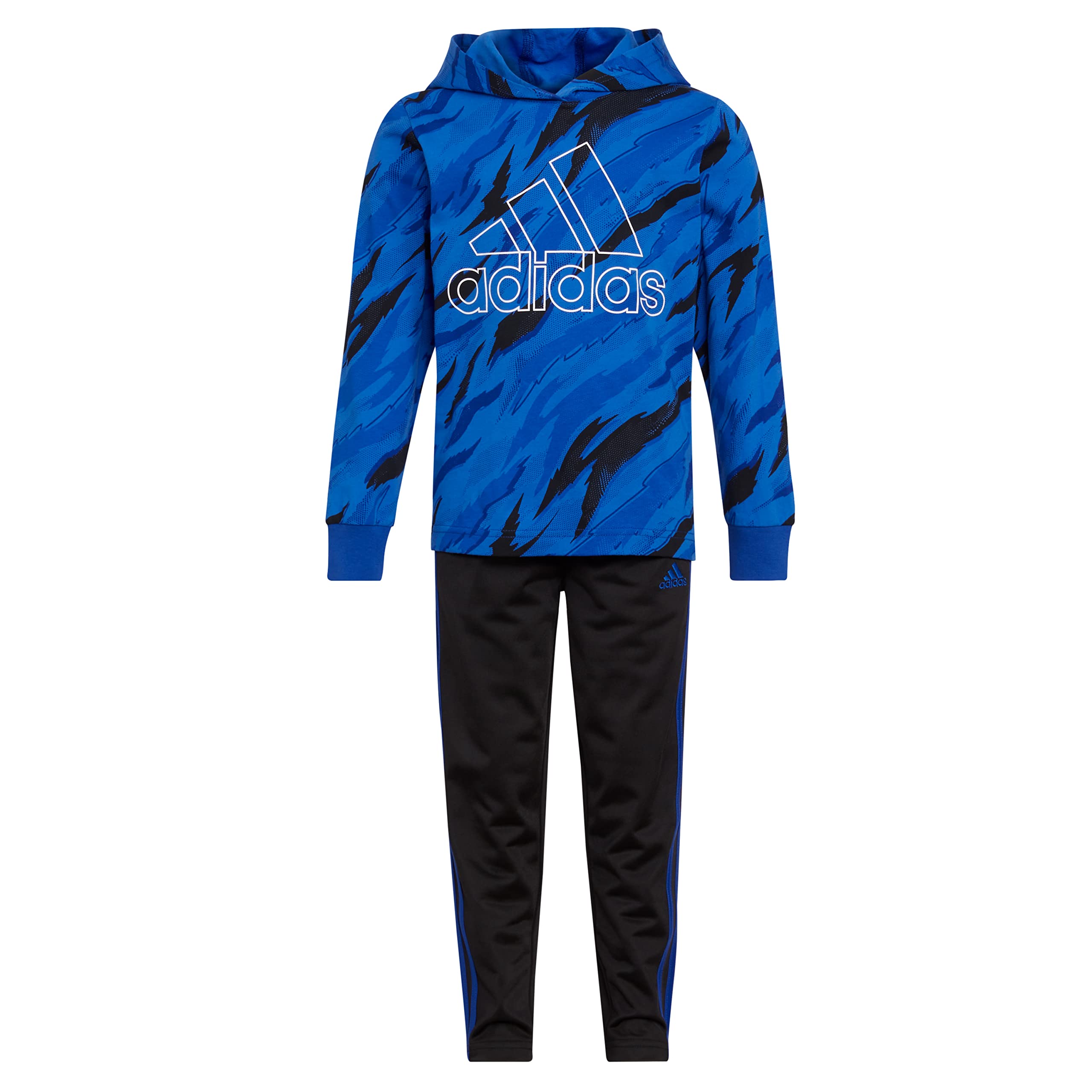 Adidas Boys 2-Piece Tiger Camo Hooded Tee Set - Soft Cotton Athletic Outfit for School, Sports & Casual Wear | Comfortable Kids' Activewear for Playground, Gym & Everyday Adventures