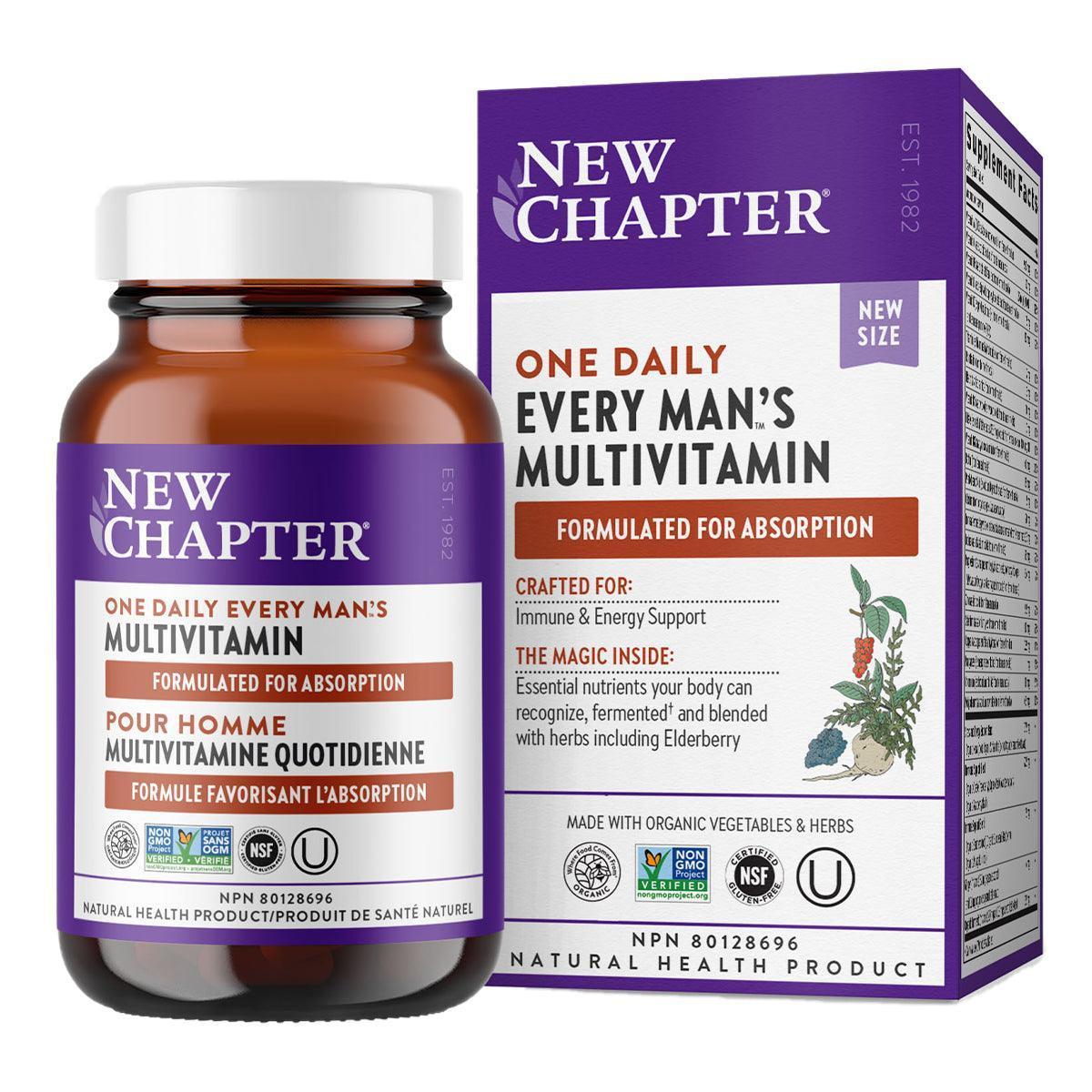New Chapter Every Man's One Daily Multivitamin - 90 Tablets for Men's Health, Immune Support & Energy Boost | Perfect for Active Lifestyles, Gym & Daily Wellness