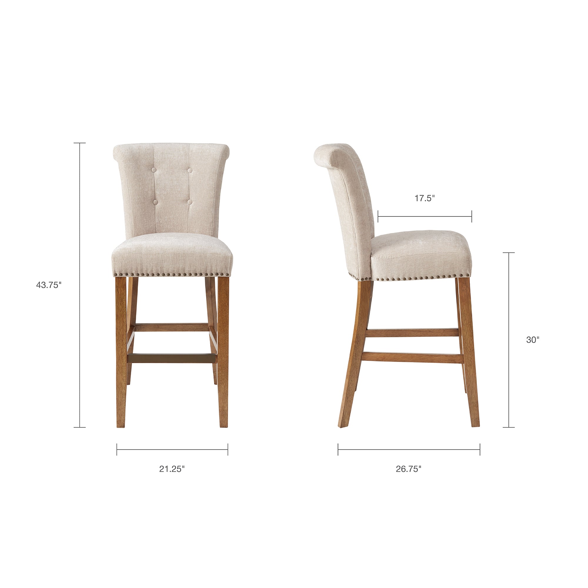 Colfax 30-Inch Adjustable Bar Stool with Backrest - Modern Kitchen Island & Counter Height Stool for Home, Restaurant, and Bar Use