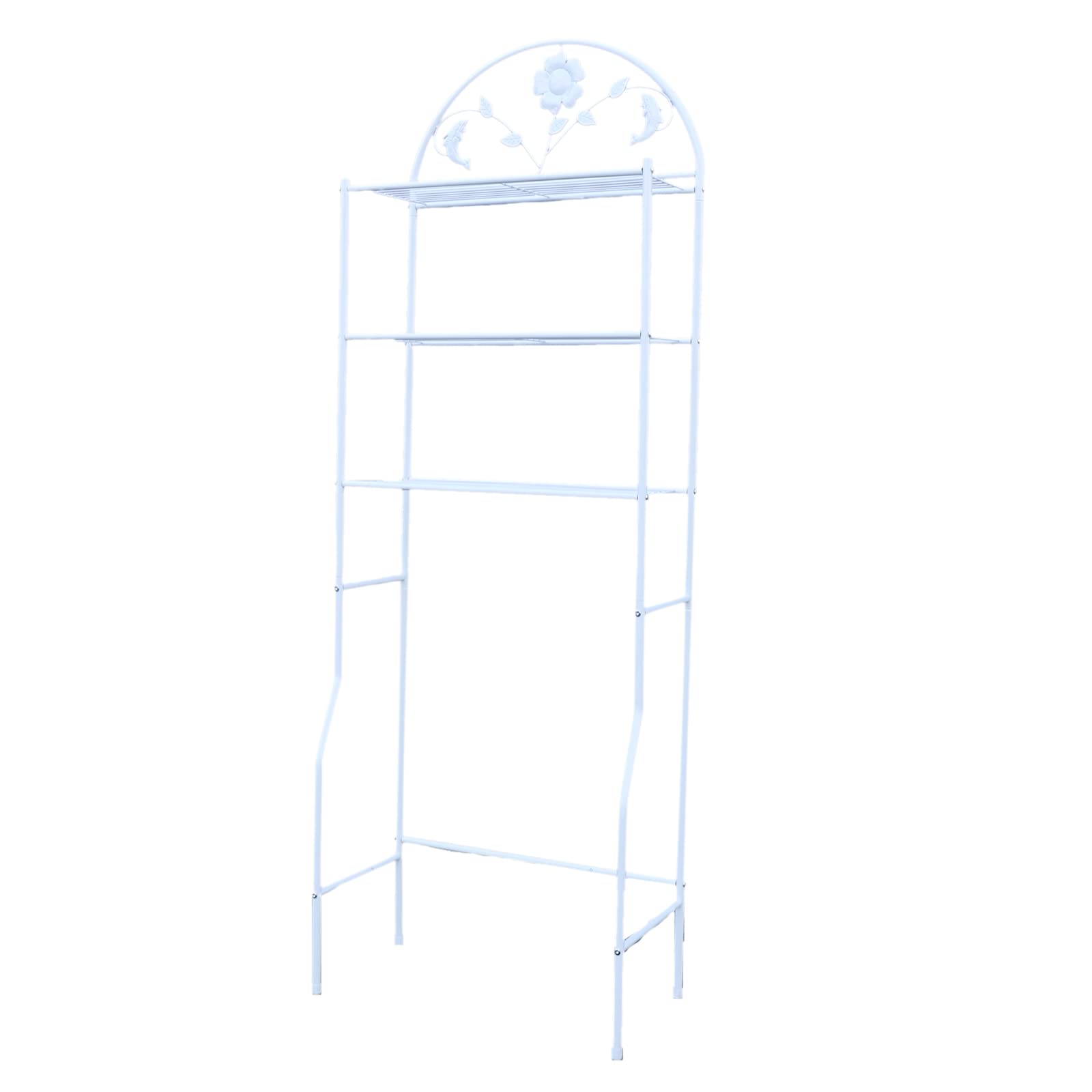 3-Tier Over The Toilet Storage Shelf - Freestanding Space Saver Organizer Rack for Bathroom, Laundry, Balcony & Porch - Stable Anti-Tilt Design (White) | Perfect for Small Bathrooms, Apartments & Tight Spaces