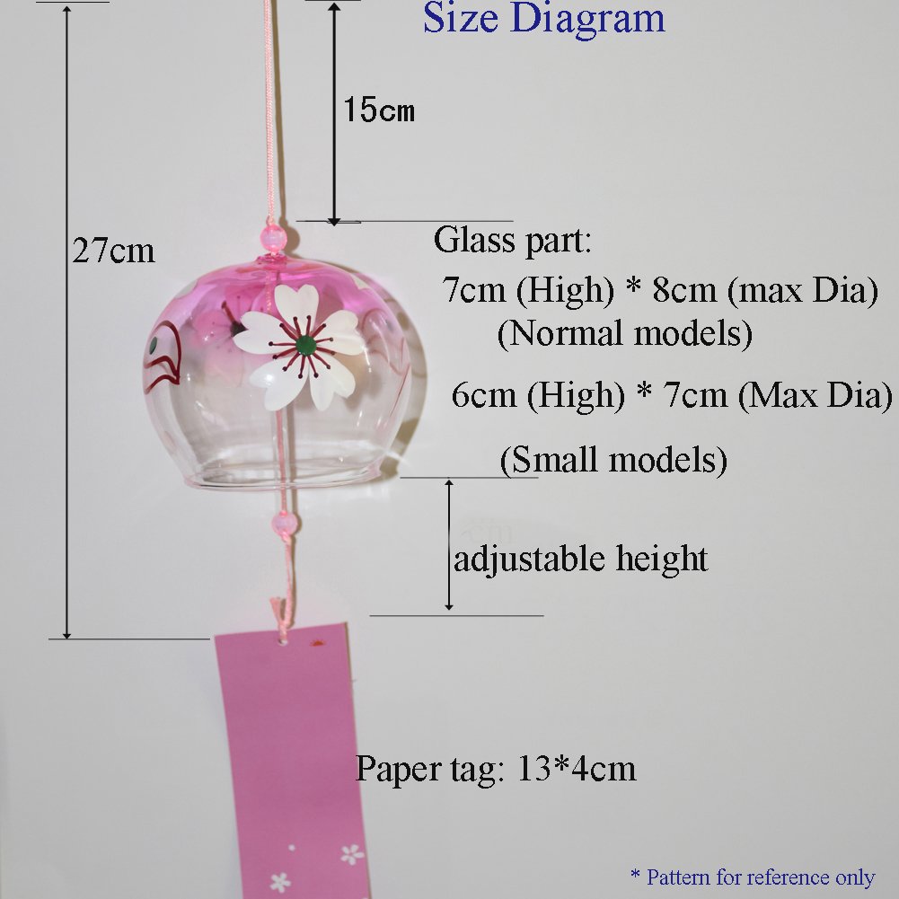 Handmade Japanese Edo Furin Wind Chime - Traditional Glass Wind Bell with Hand-Painted Rose Design - Perfect for Garden, Patio, and Home Decor