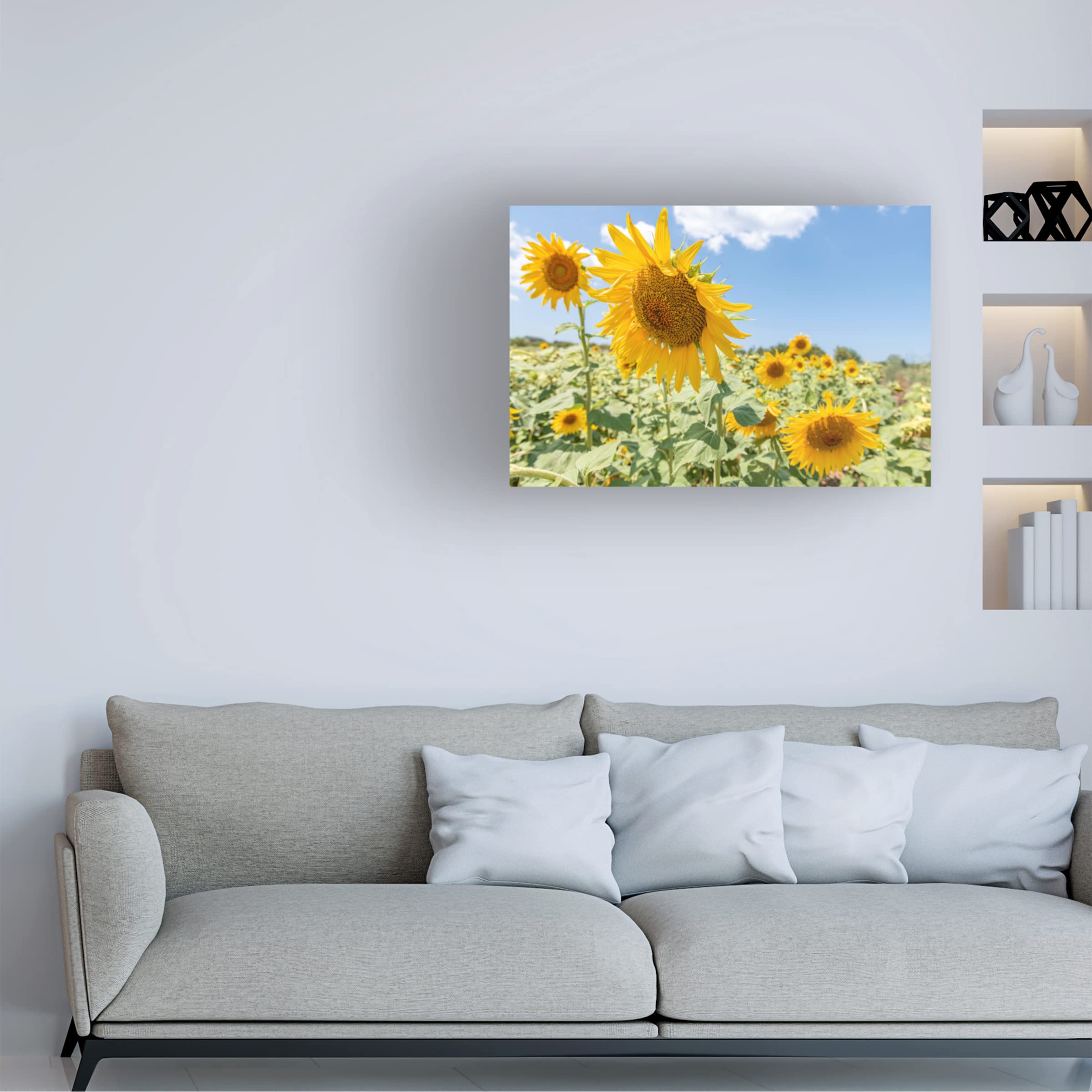 Richard Silver 'Sunflowers I' Canvas Wall Art Print - Floral Home Decor for Living Room, Bedroom & Office - Premium Trademark Fine Art Reproduction