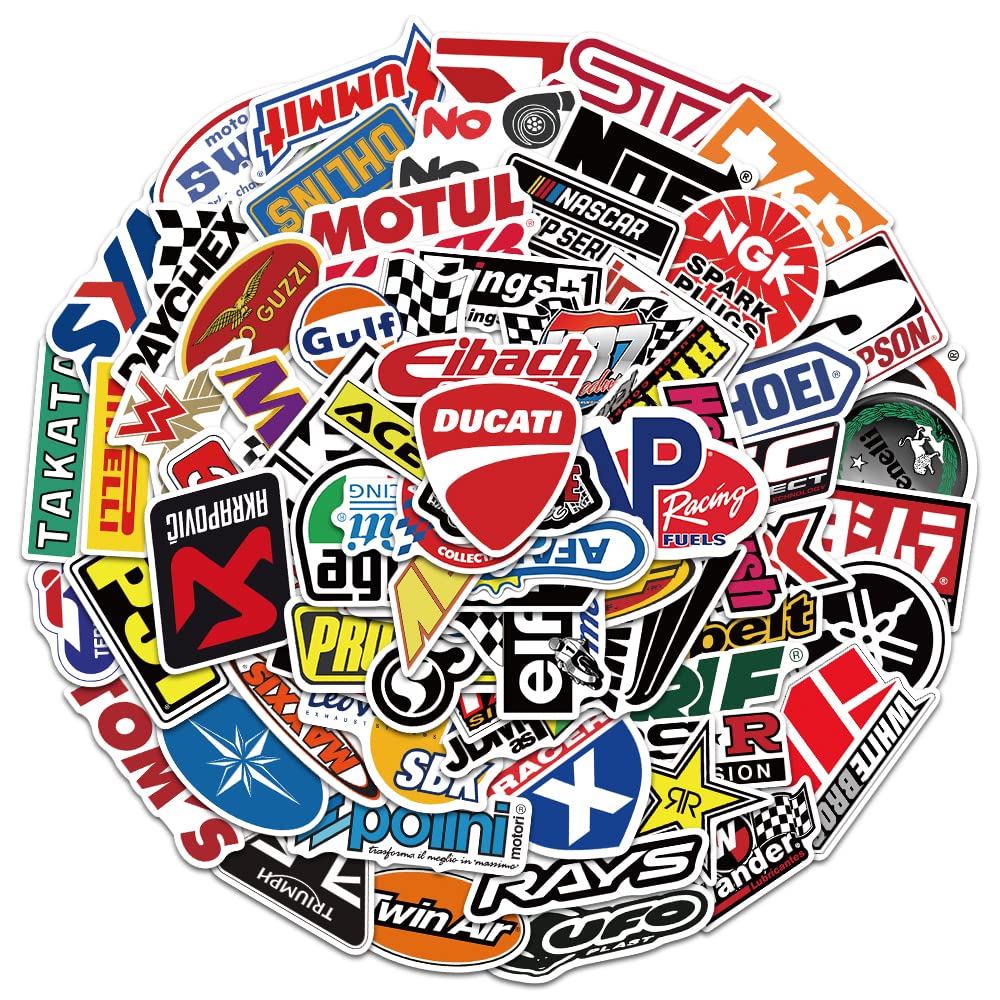 100Pcs Waterproof Vinyl Stickers - Car & Motorcycle Brand Logo Decals for Laptop, Skateboard, Bike, Luggage - Perfect for DIY Customization, Gifts for Friends, Kids & Adults - Great for Personalizing Vehicles, Tech Gear & Sports Equipment