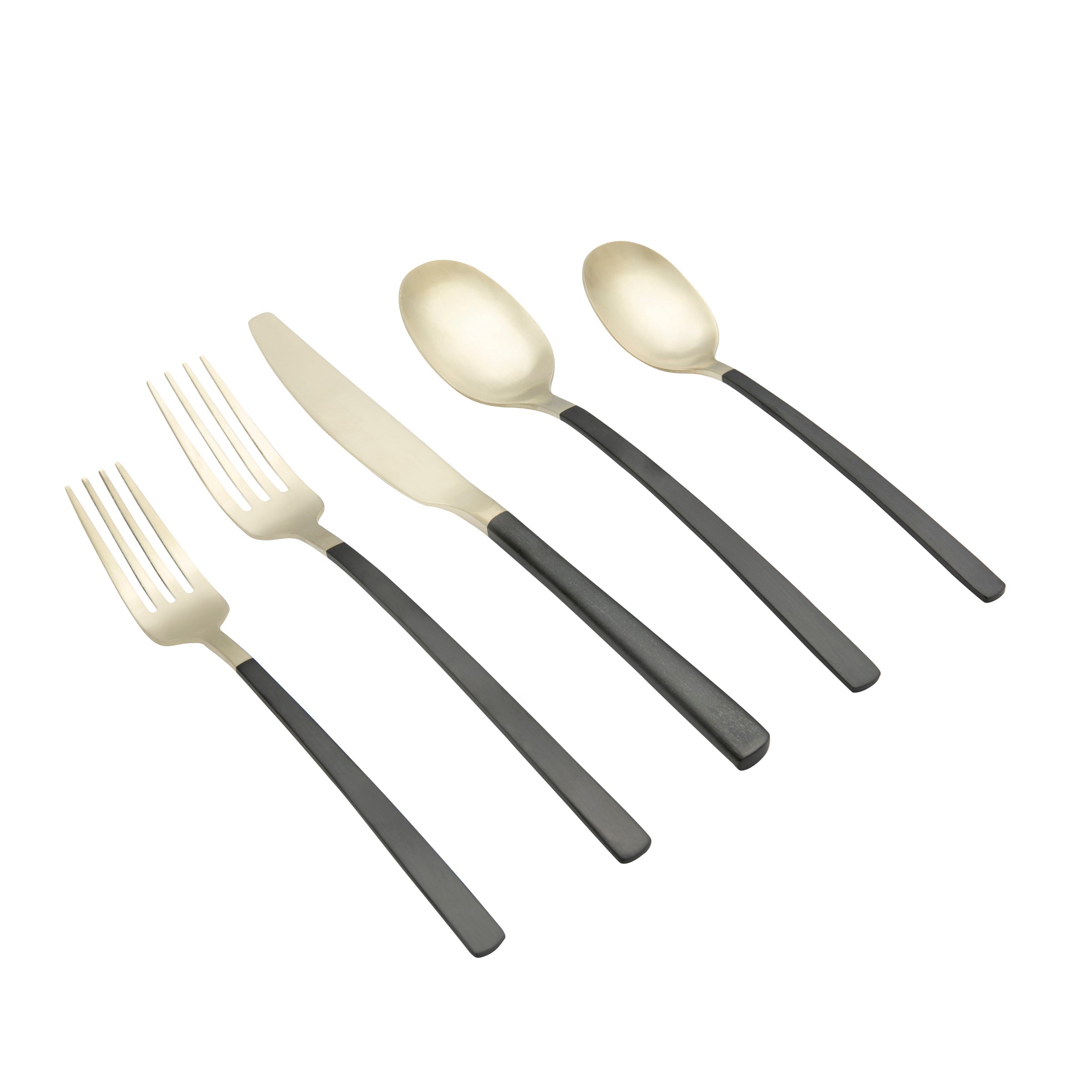 Beacon Black Champagne Satin 20-Piece Flatware Set - Elegant Stainless Steel Cutlery Set for Fine Dining, Wedding Gifts & Dinner Parties