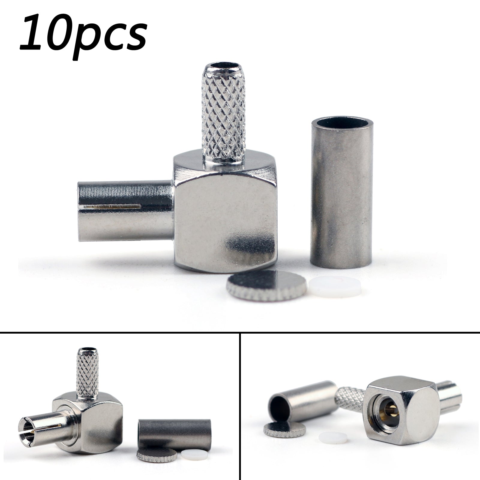 10 Pcs TS9 Male Right Angle Connector Plug 90° Crimp for RG174 RG316 LMR100 Coaxial Cable - Perfect for CCTV, Satellite TV, and Antenna Installations