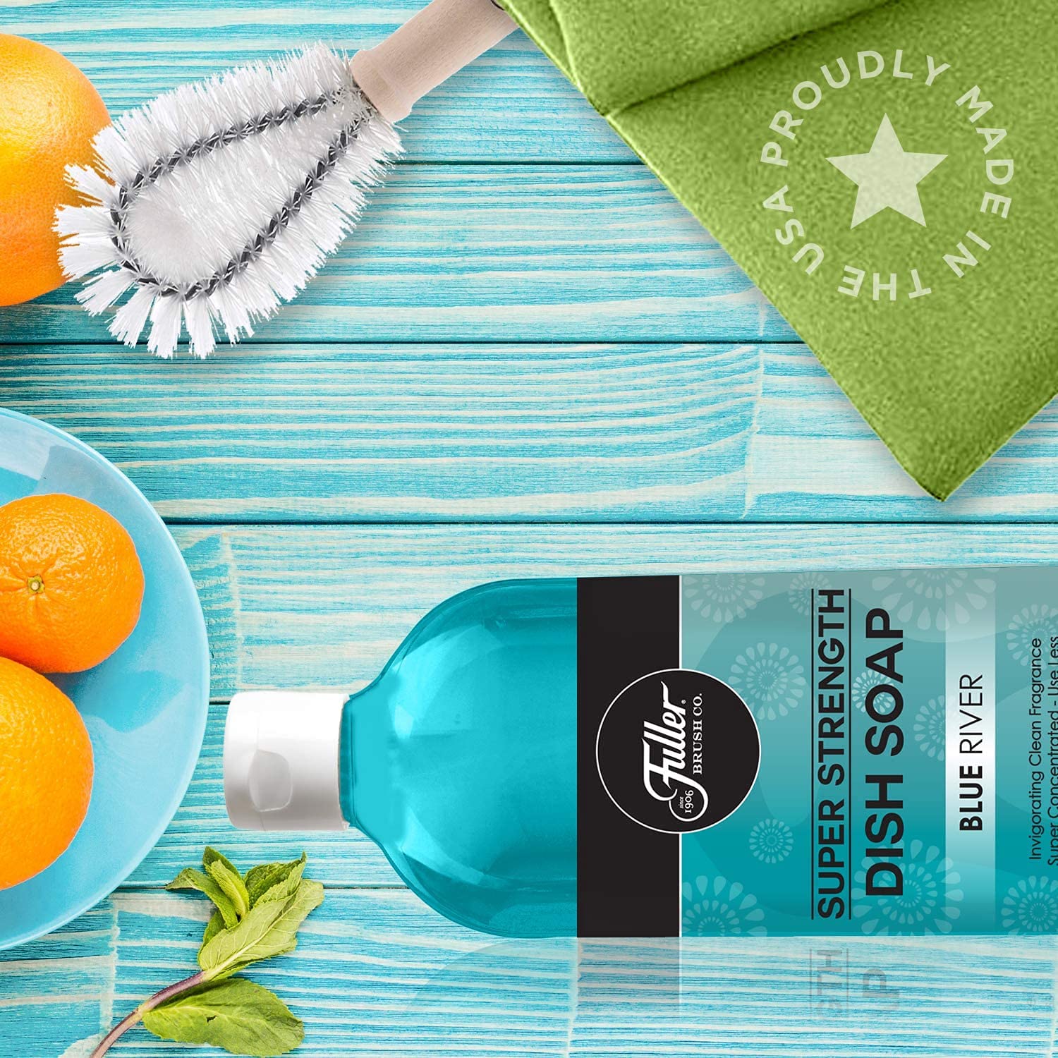 Fuller Brush Super Strength Dish Soap - Ultra Concentrated Formula Saves Money | Cleans Dishes, Glasses, Silverware, Pots & Countertops | Refreshing Blue River Scent | Perfect for Kitchen, Camping & Outdoor Cooking