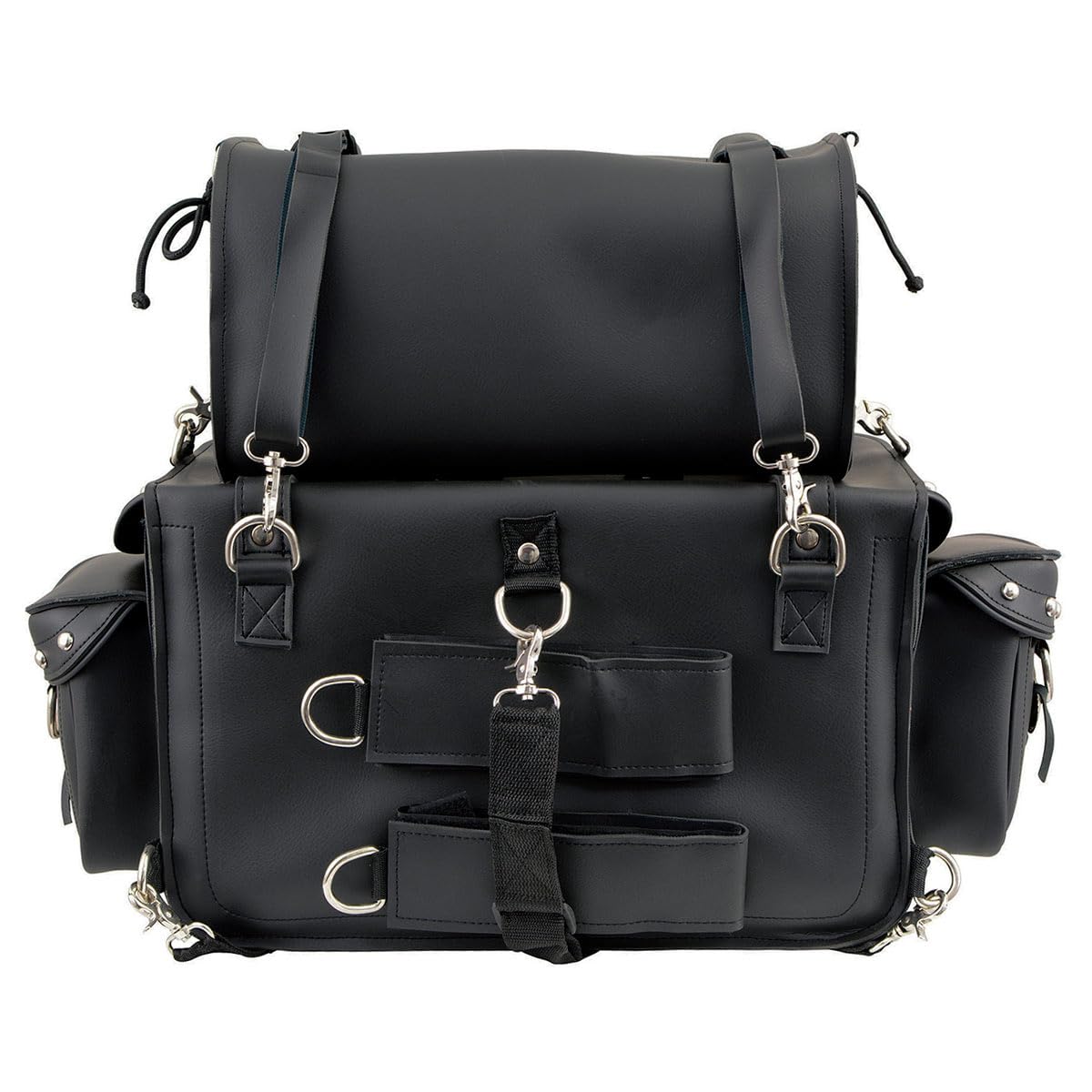 Milwaukee Leather MP8100S Large Black PVC 2-Piece Studded Motorcycle Saddlebags - Durable Touring Pack for Harley, Cruiser & Biker Accessories - Perfect for Road Trips & Long-Distance Riding