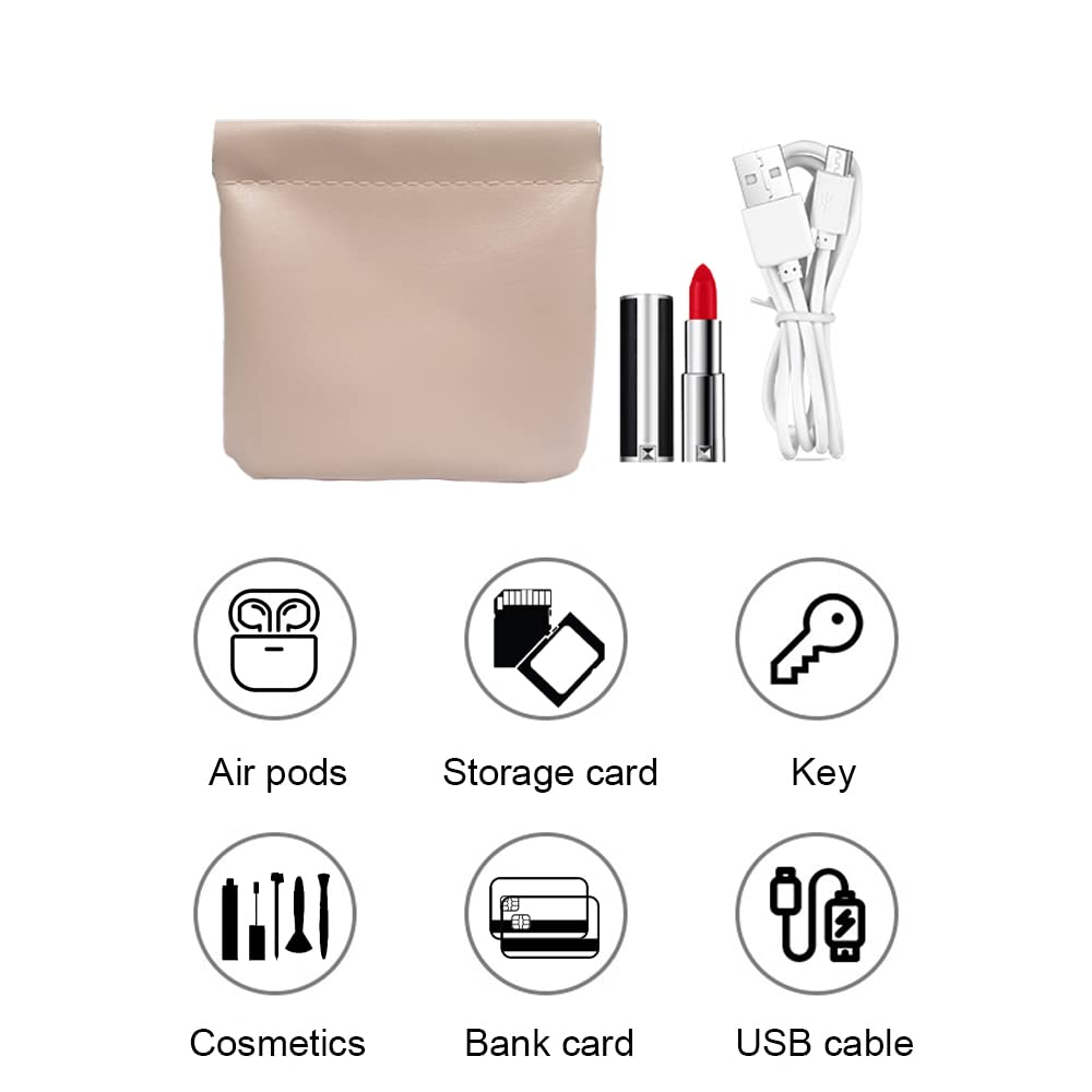 Premium Lambskin Texture Mini Makeup Bag - Squeeze Top Cosmetic Pouch for Women, Travel Organizer for Jewelry & Headphones (Light Purple, 2 Pack) - Perfect for Daily Purse Essentials & On-the-Go Touch Ups