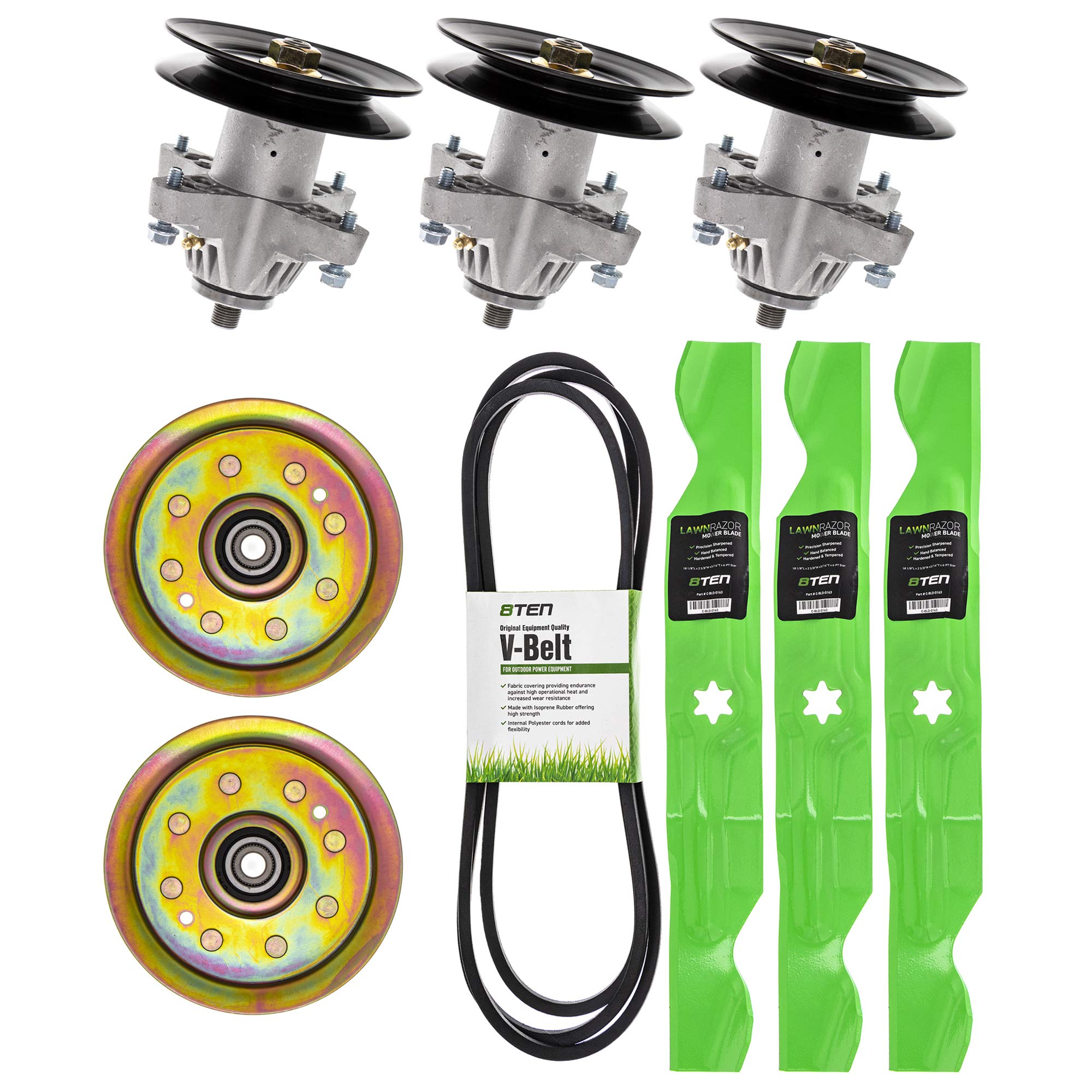 8TEN Spindle Belt Idler Blade Kit - Compatible with Cub Cadet RZT Zero Turn Mower 50 Inch Deck (Replaces 942-04053C) - Perfect for Lawn Maintenance & Mower Repair