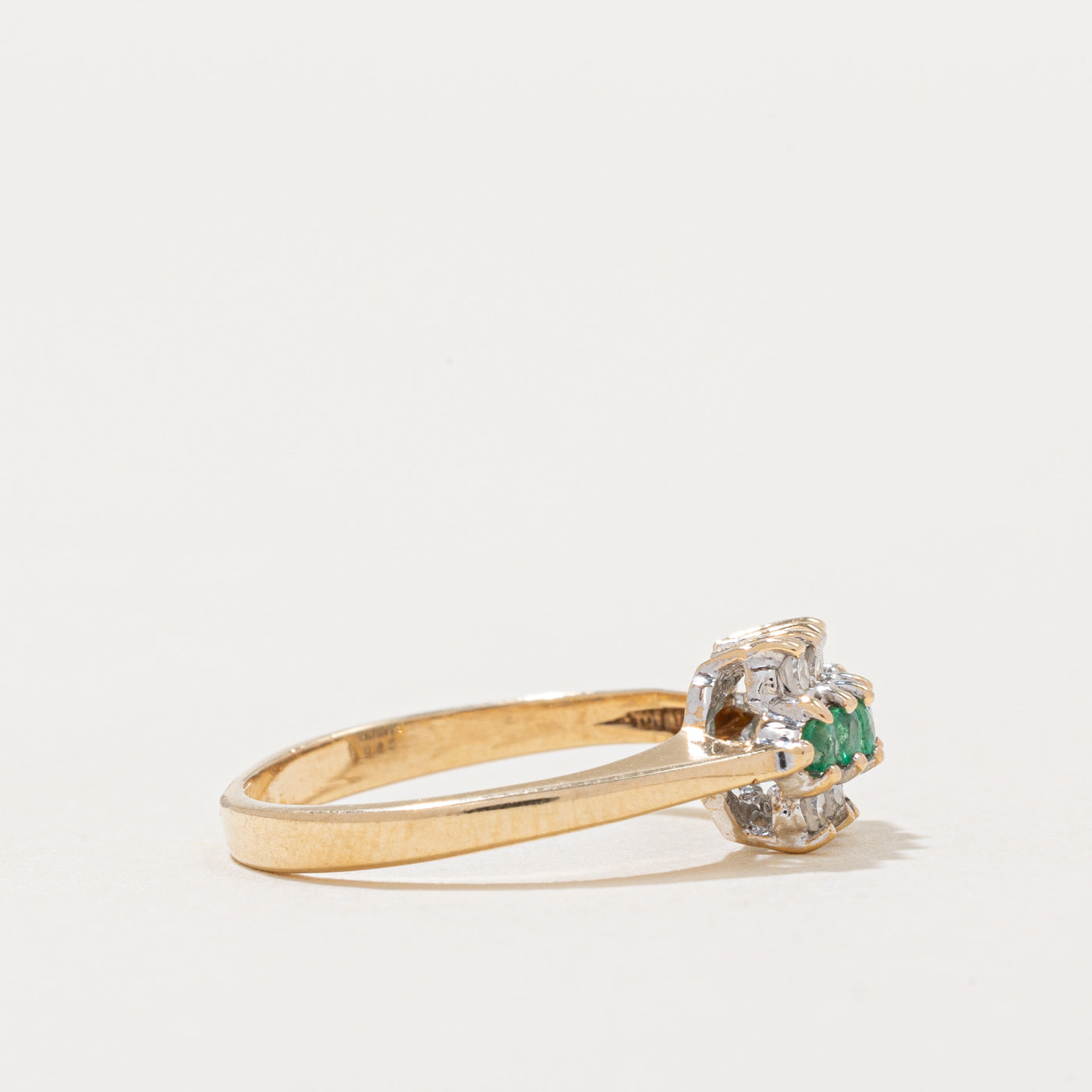 0.08ctw Diamond & 0.06ctw Emerald Ring - Size 3.75 | Elegant Wedding, Engagement & Anniversary Jewelry Gift for Women